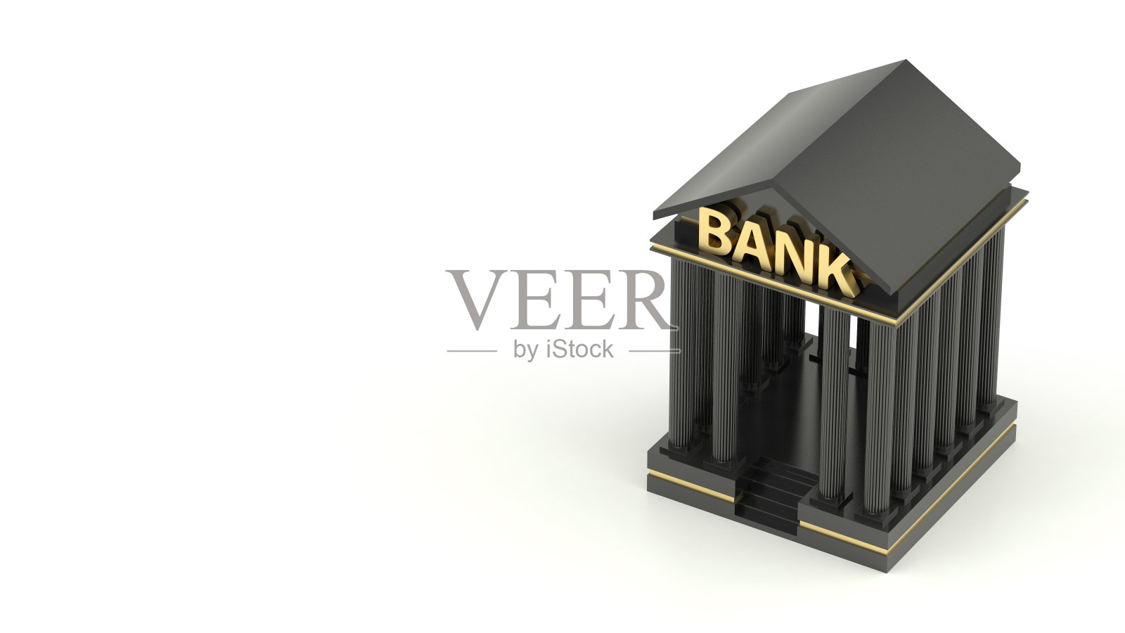 银行图标隔离在白色背景。3d渲染照片摄影图片