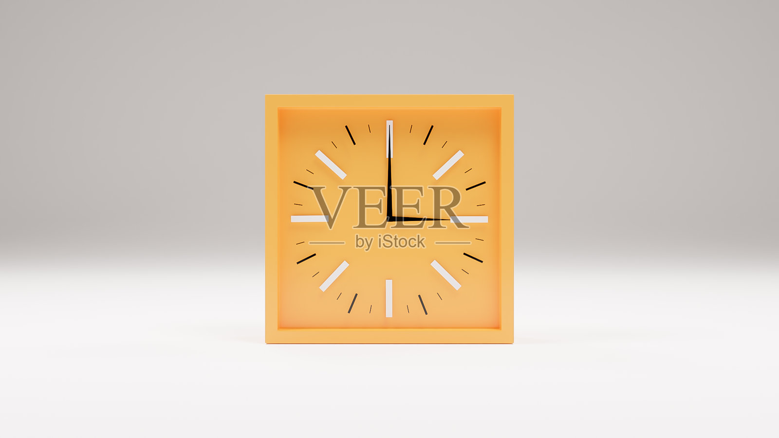 模拟时钟时间概念在现代蜡笔风格的背景简单的横幅传单海报或网站3d渲染橙色时钟前视图照片摄影图片