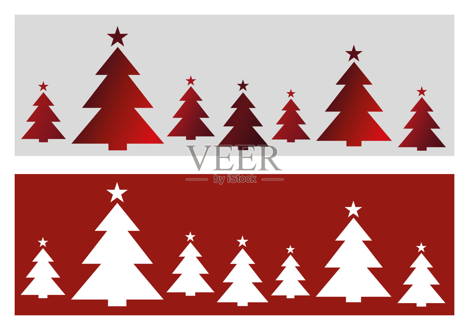 简单的红色圣诞树旗帜插图矢量水平插画图片素材
