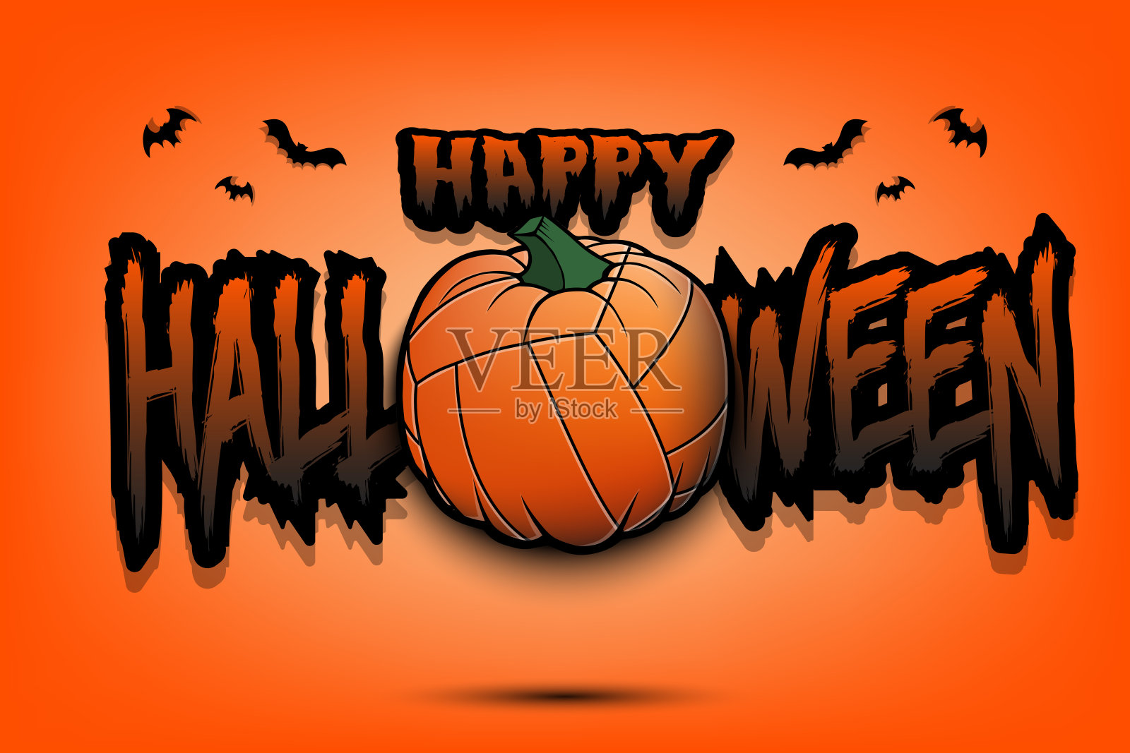 万圣节快乐。排球球南瓜设计模板素材