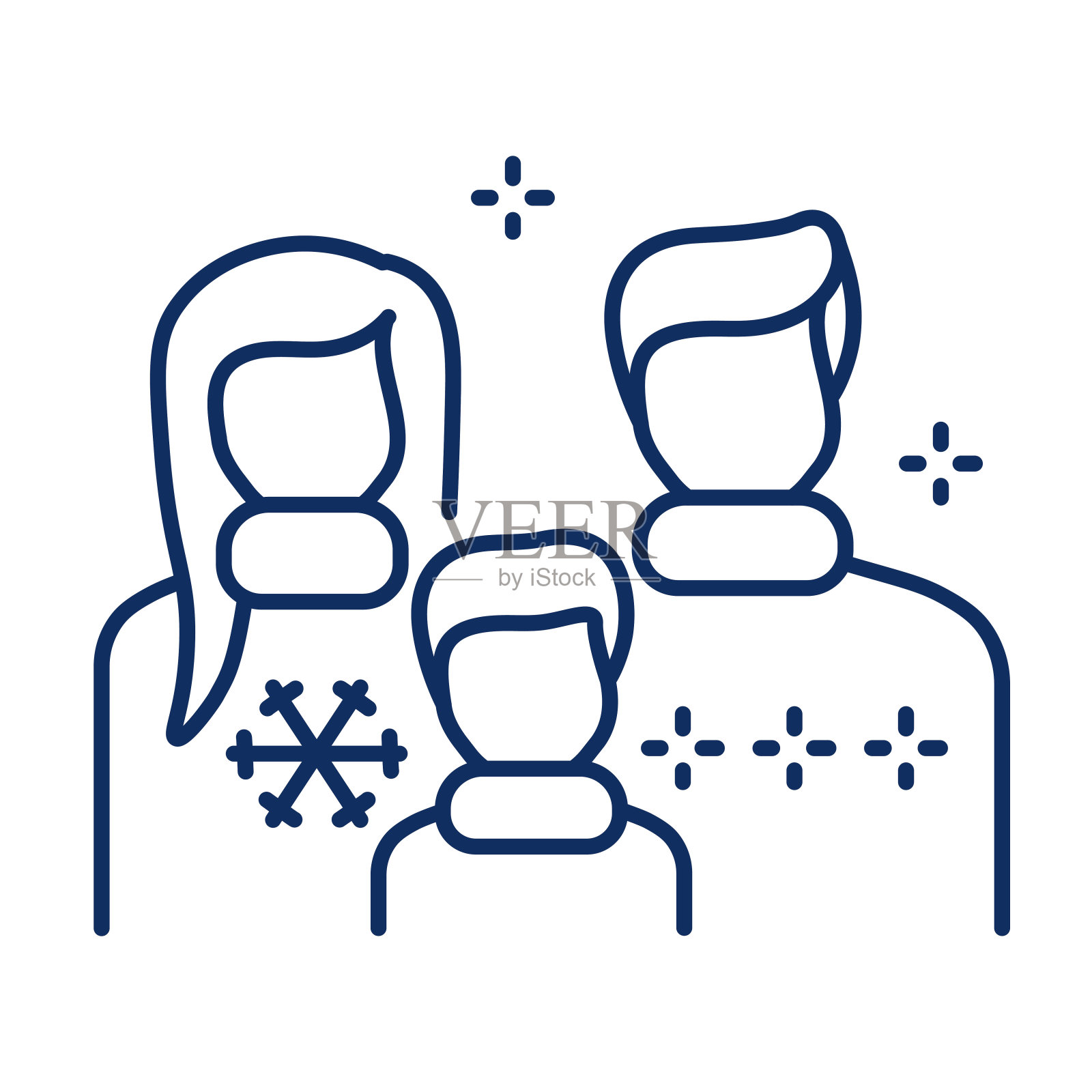 Hygge，三人之家插画图片素材