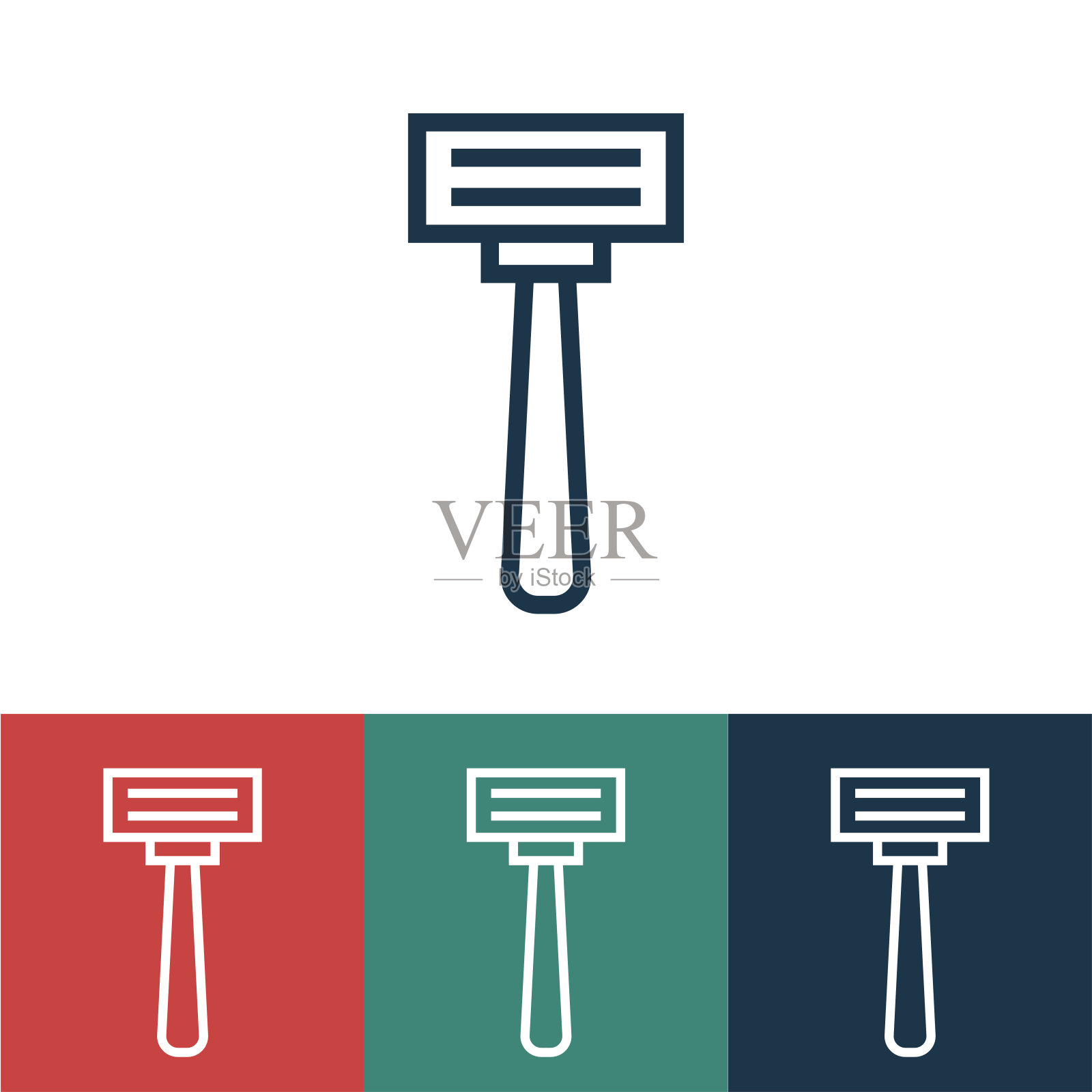 线性矢量图标与剃刀插画图片素材