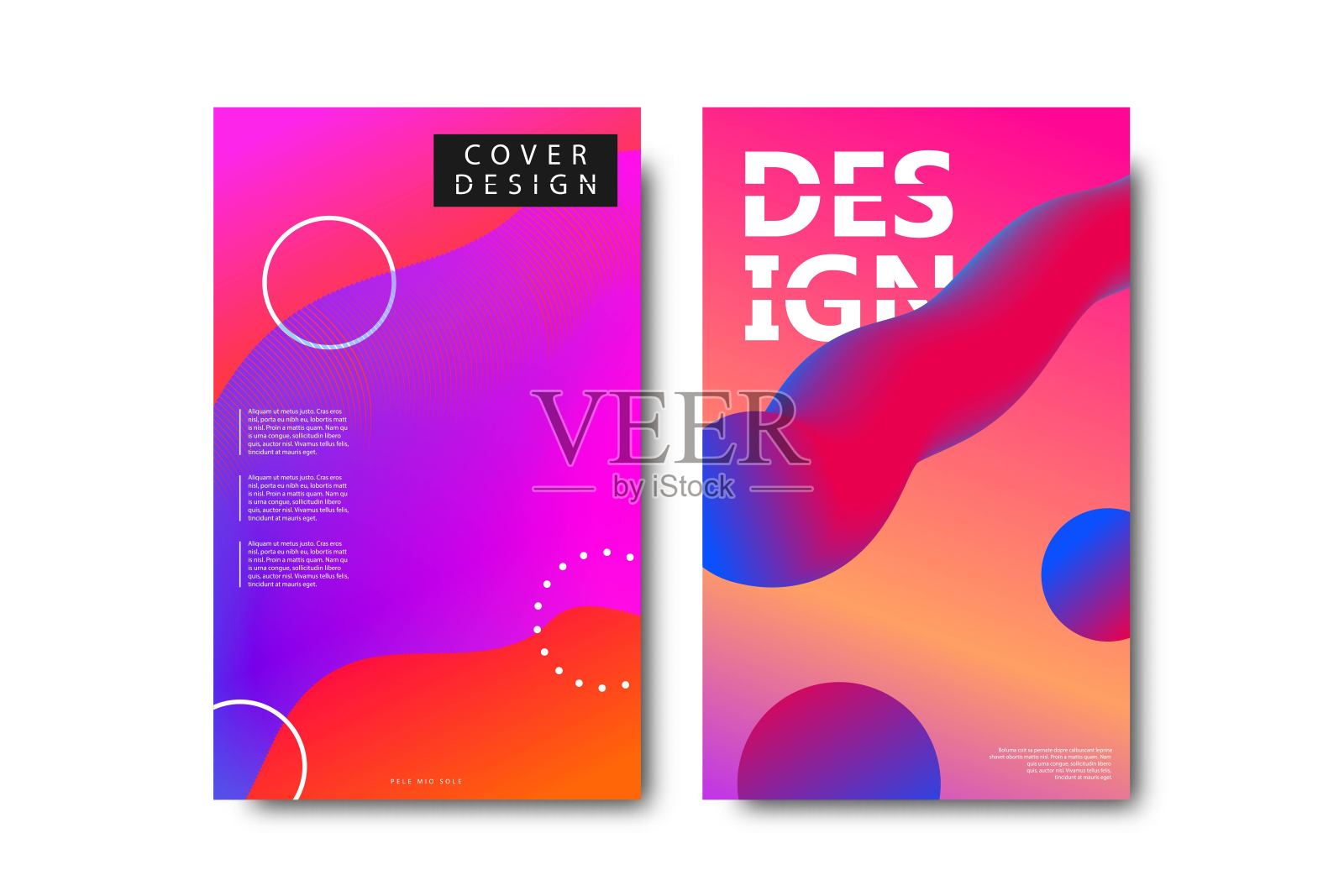 矢量集与几何梯度流体液体形状装饰和覆盖的现实孤立小册子。设计模板素材