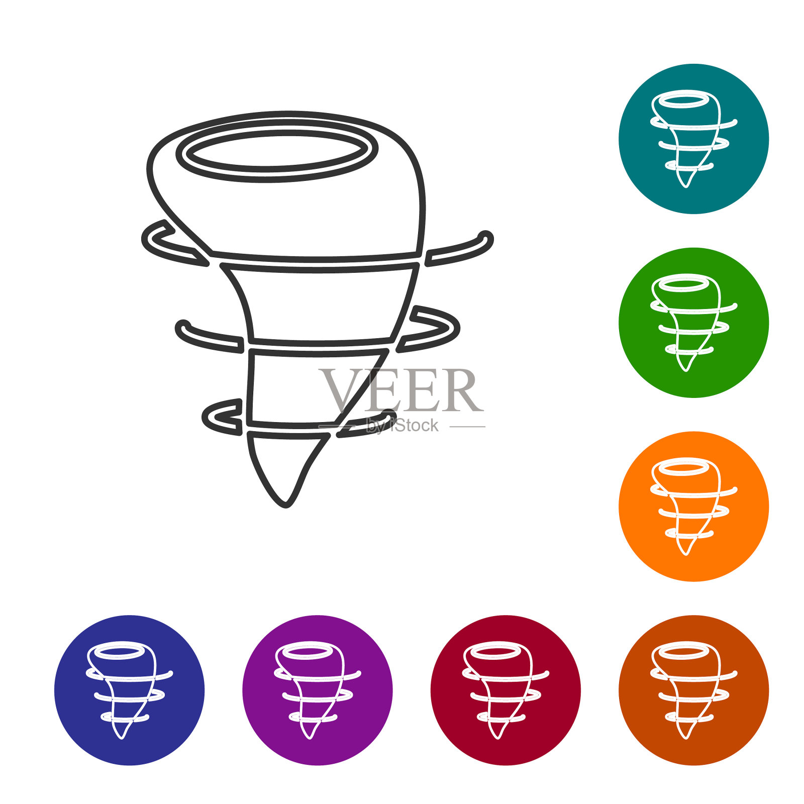 黑线龙卷风图标孤立在白色上插画图片素材
