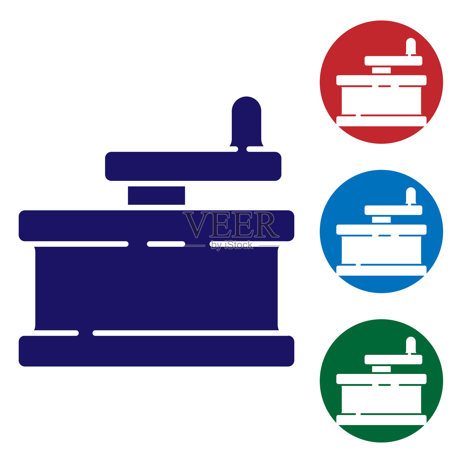 蓝色手动磨床图标隔离在白色图标素材