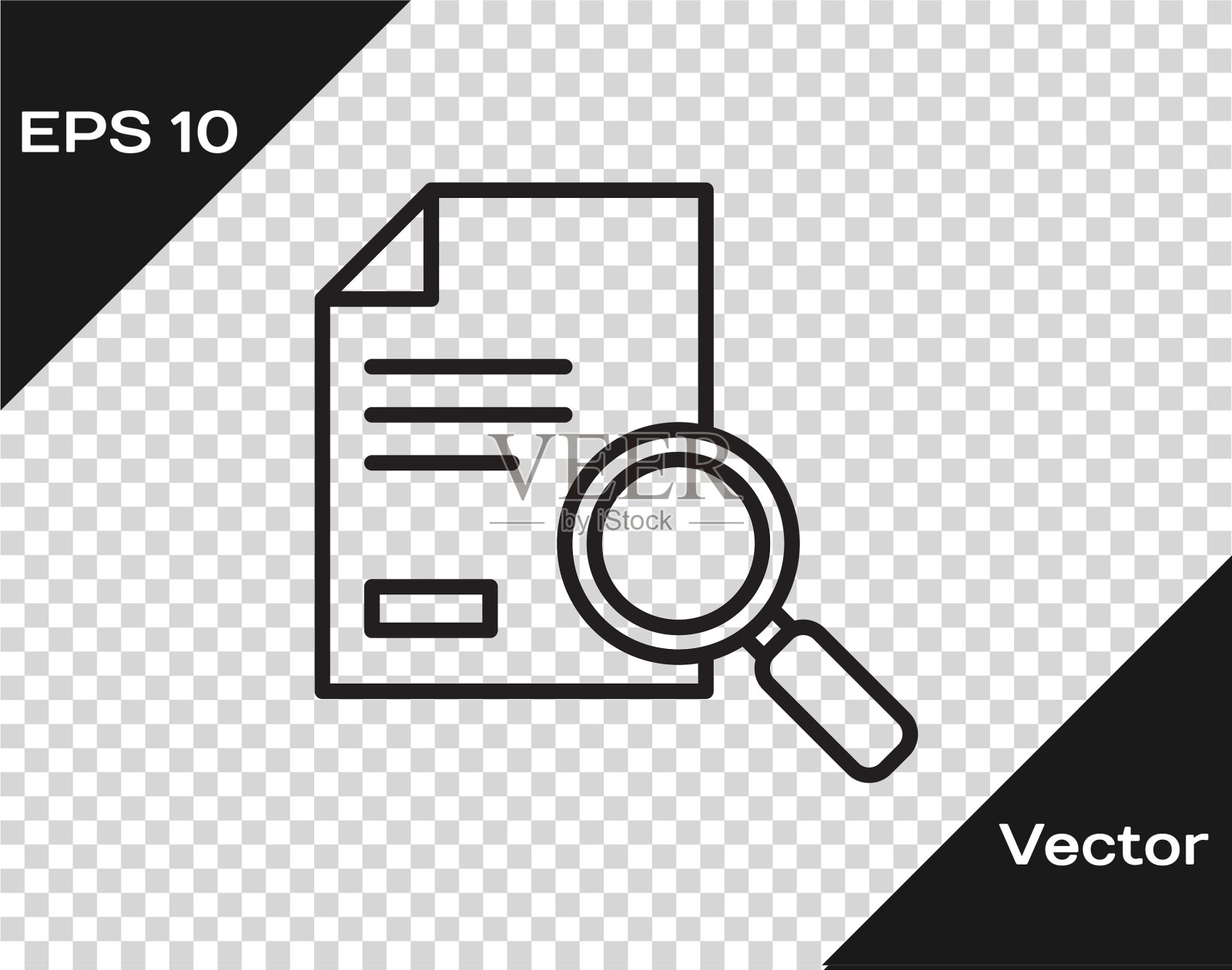 黑线文档与搜索图标隔离插画图片素材