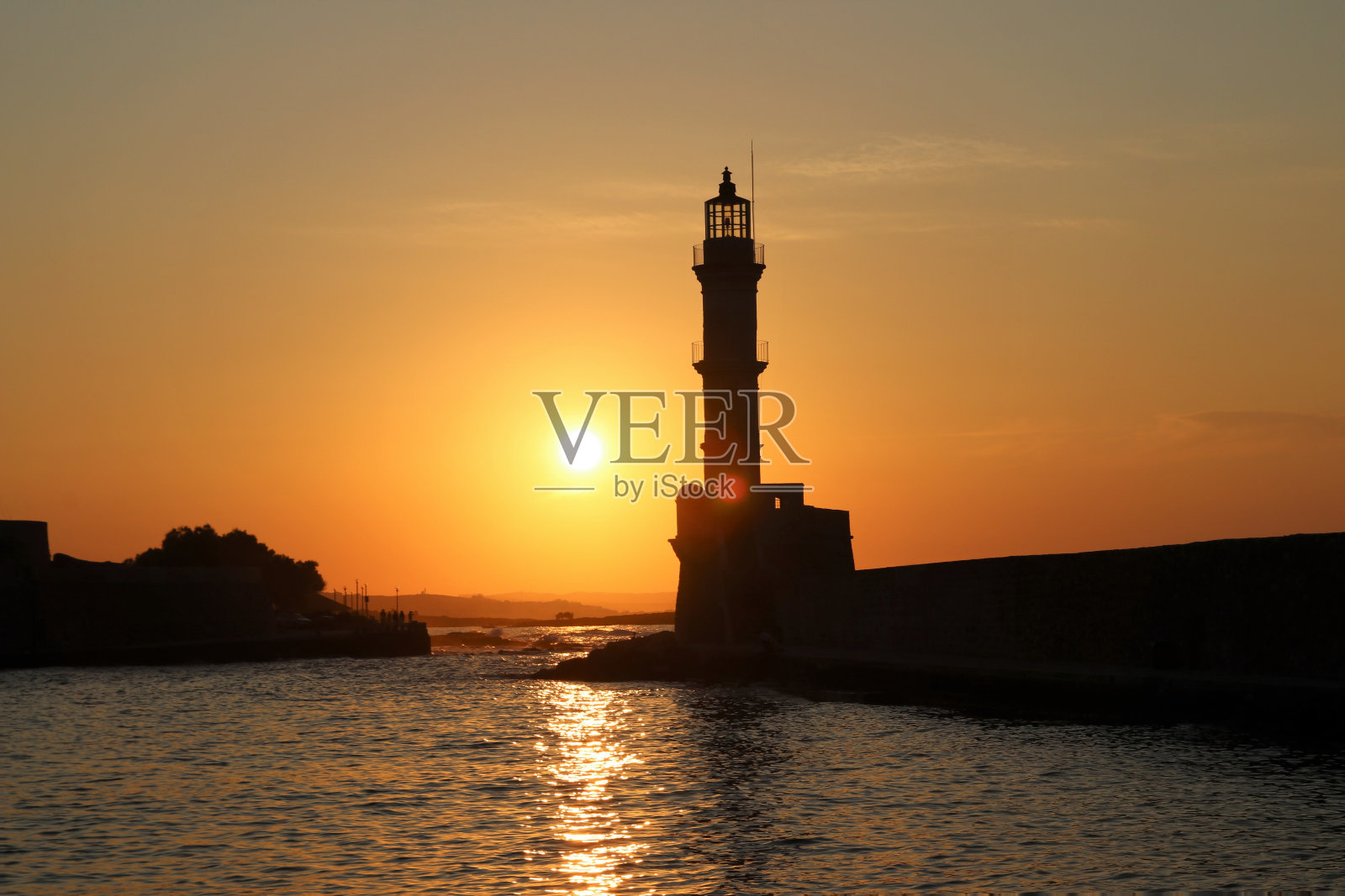 位于希腊克里特岛的威尼斯灯塔照片摄影图片