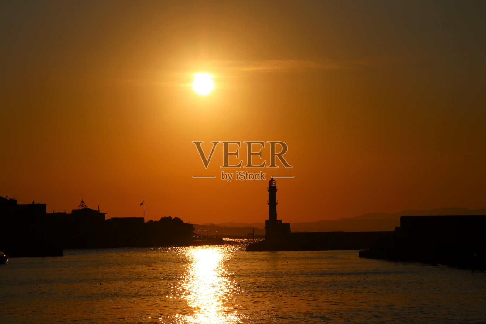 位于希腊克里特岛的威尼斯灯塔照片摄影图片