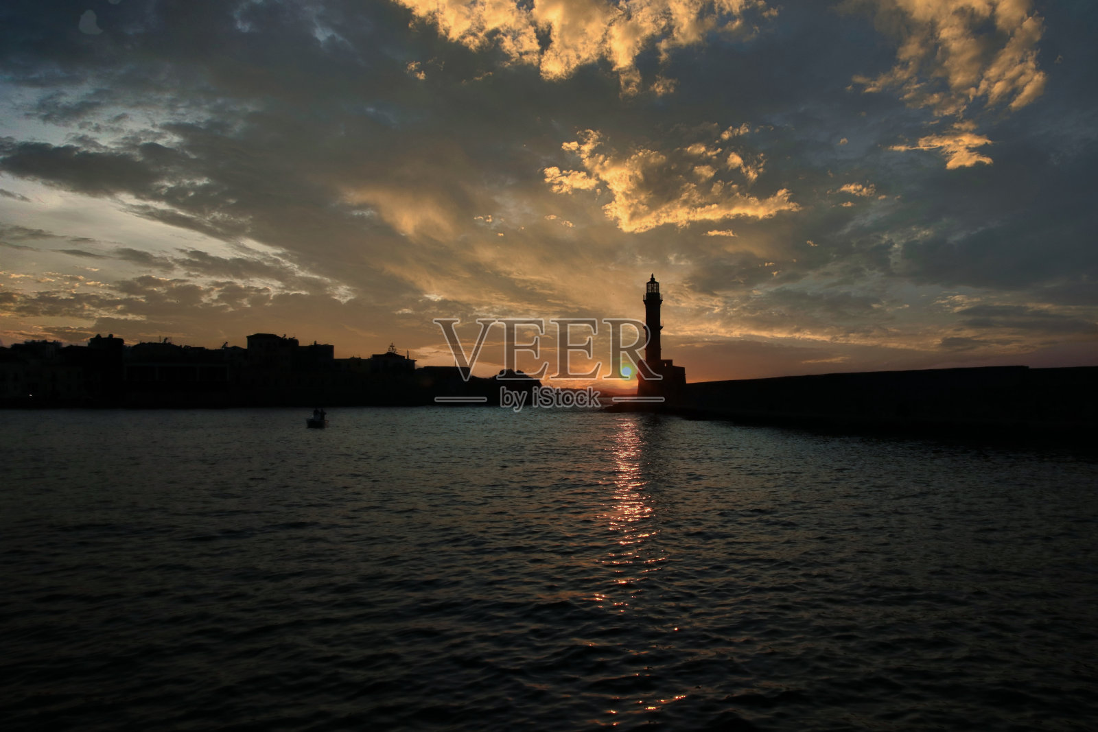 位于希腊克里特岛的威尼斯灯塔照片摄影图片