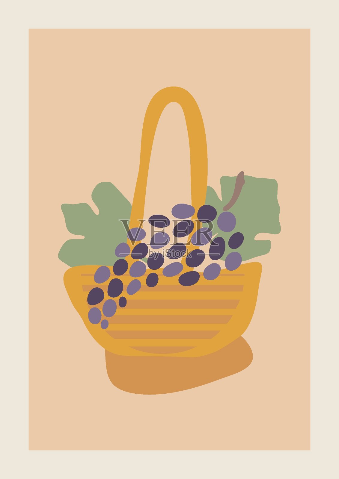 秋天抽象矢量画。中世纪现代波西米亚风格的创作插画图片素材