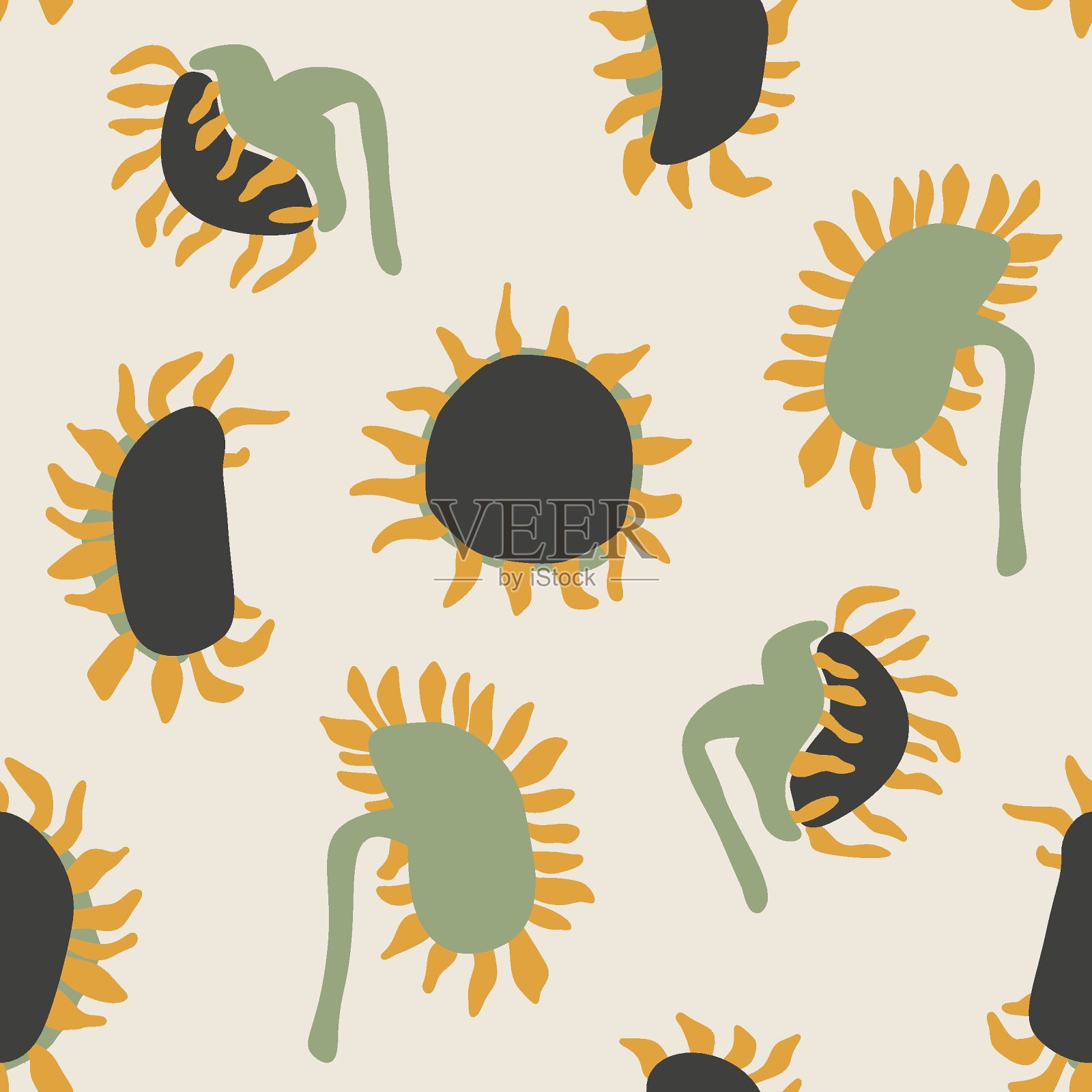 秋天抽象矢量画。中世纪现代波西米亚风格的创作插画图片素材