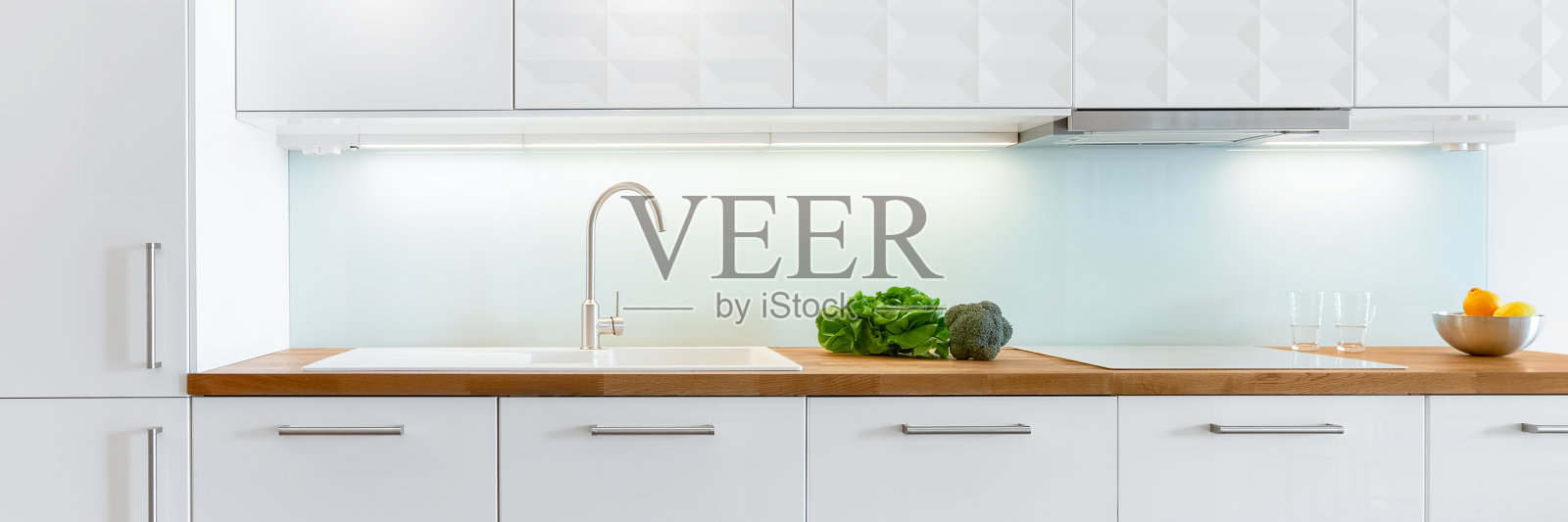 白色厨房全景照片摄影图片