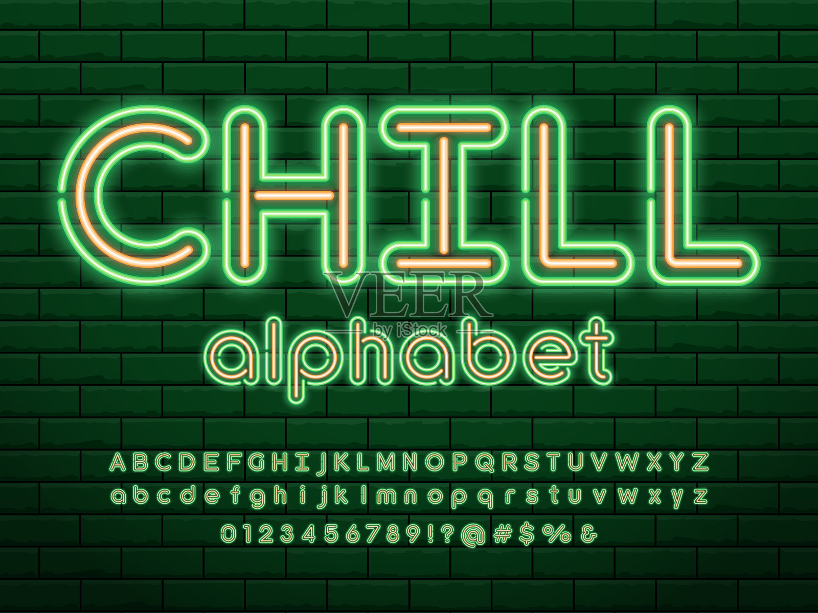 霓虹灯的字体插画图片素材