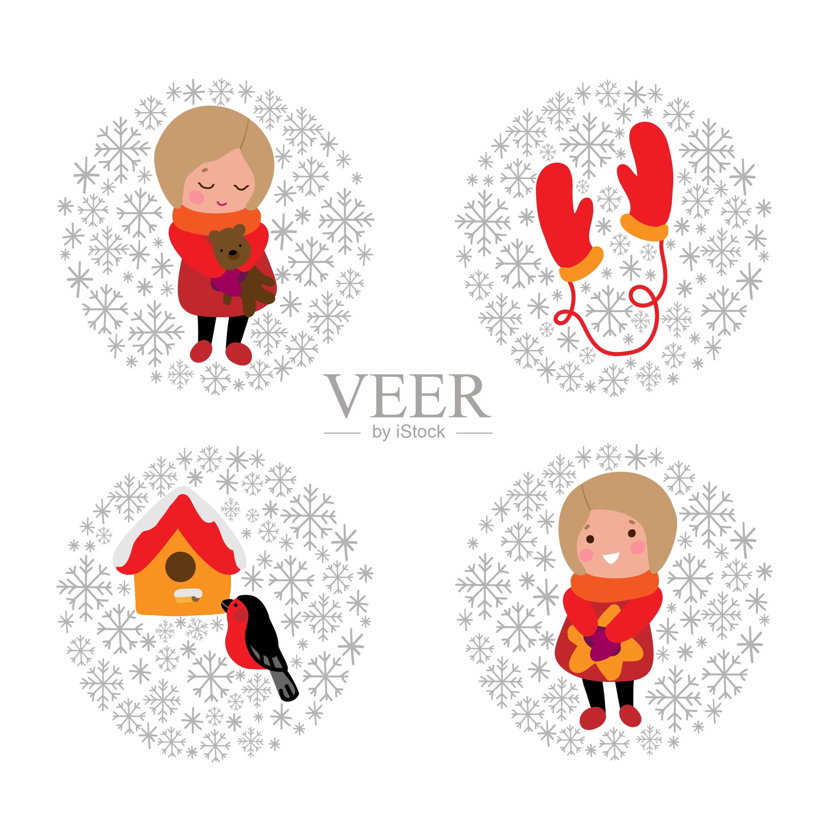 冬季设四装饰架插画图片素材