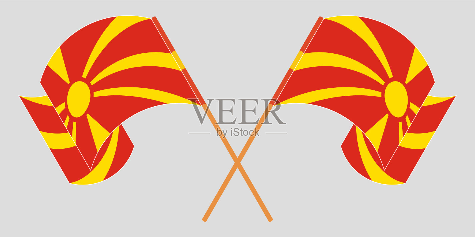 北马其顿交叉挥舞的旗帜设计元素图片