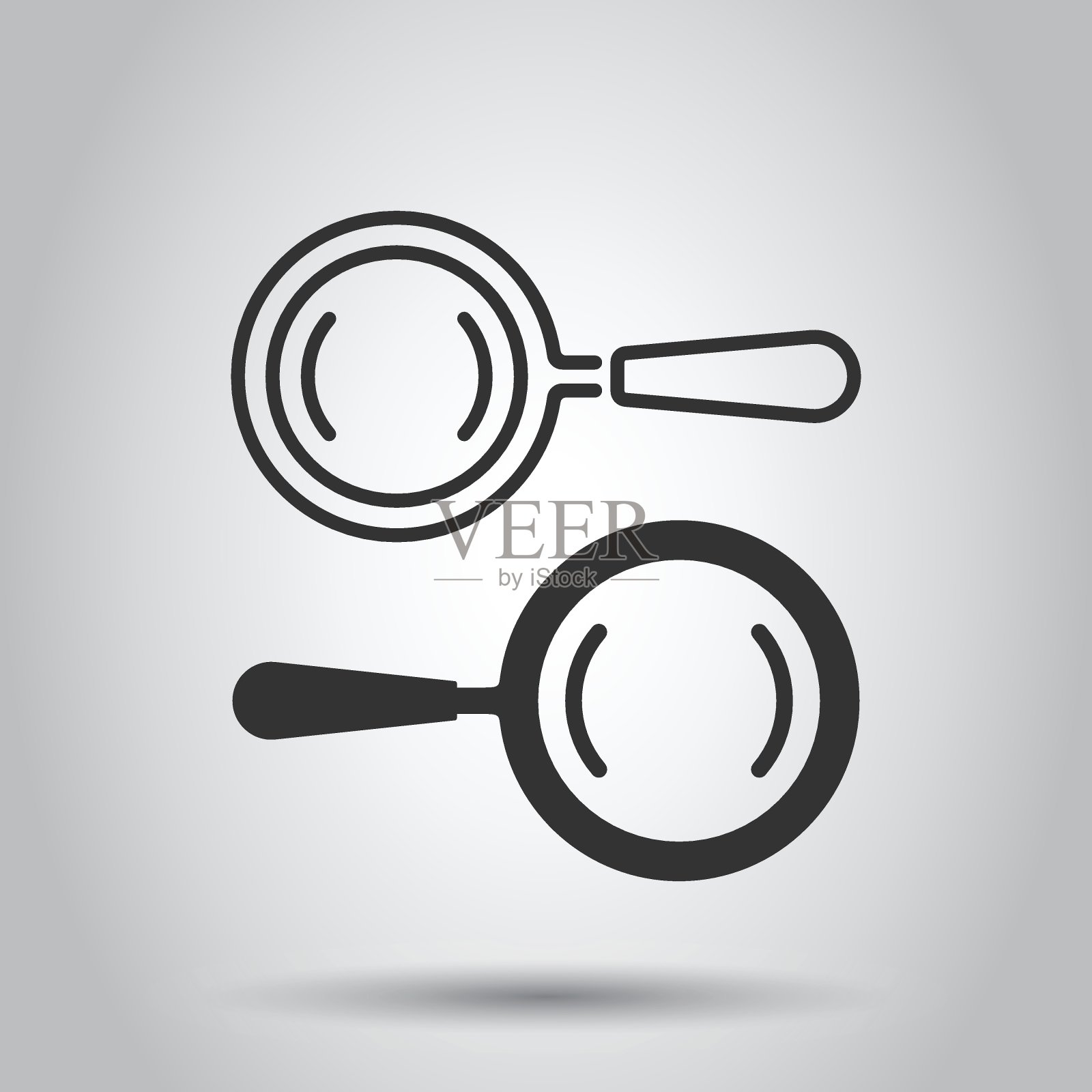 放大镜标志图标在平坦的风格。放大镜矢量插图上的白色孤立背景。搜索业务的概念。插画图片素材