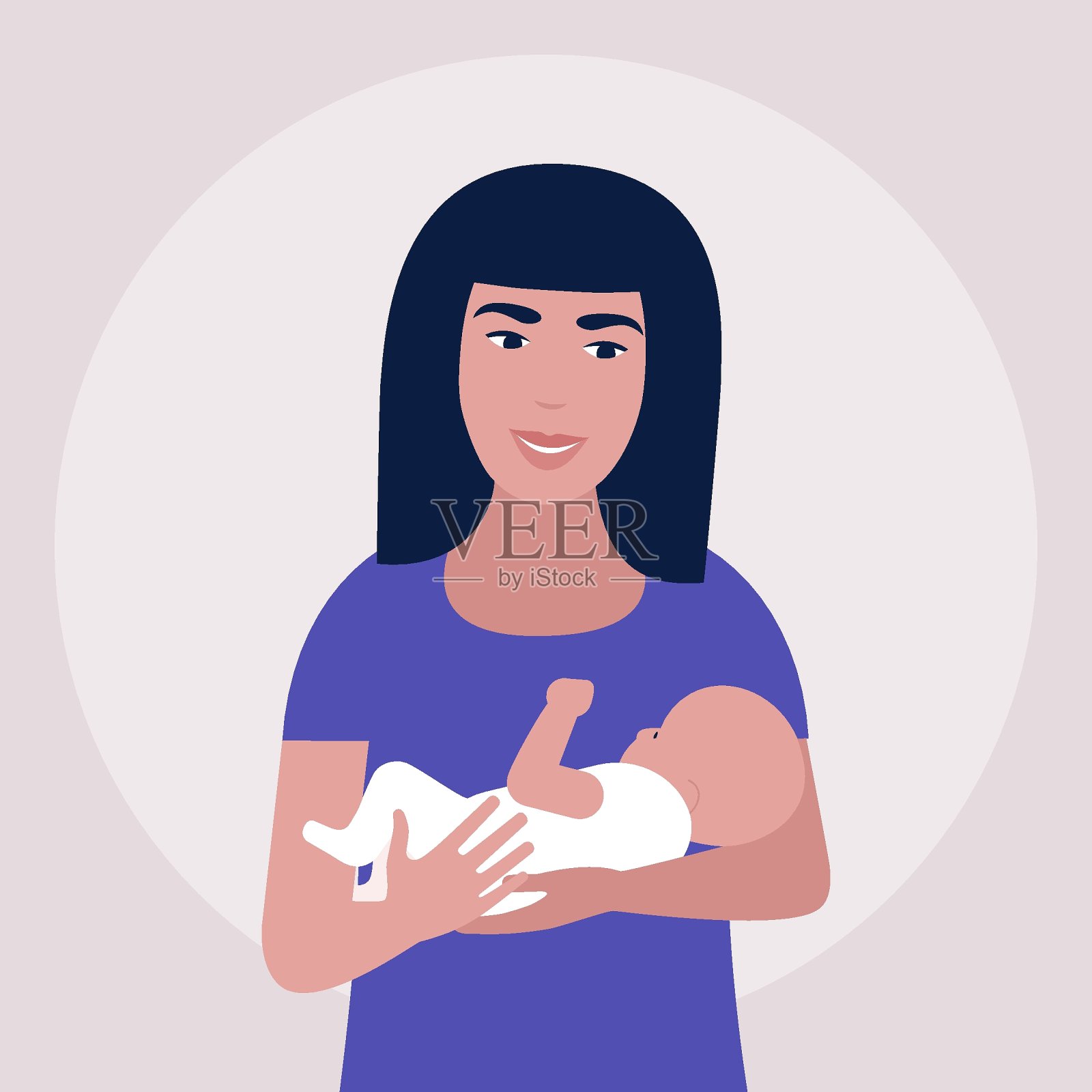 母亲与婴儿插画图片素材