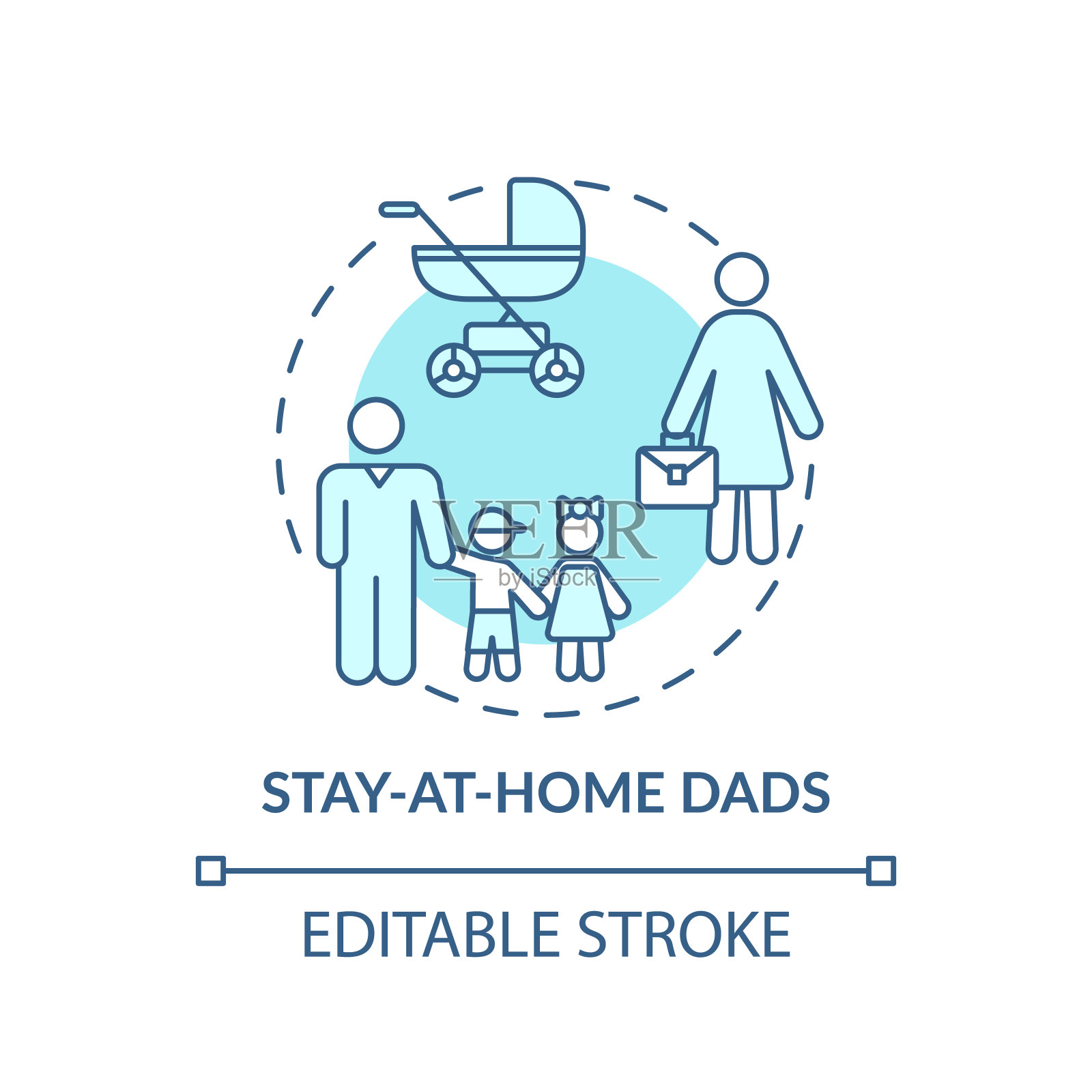 呆在家里爸爸的概念图标插画图片素材