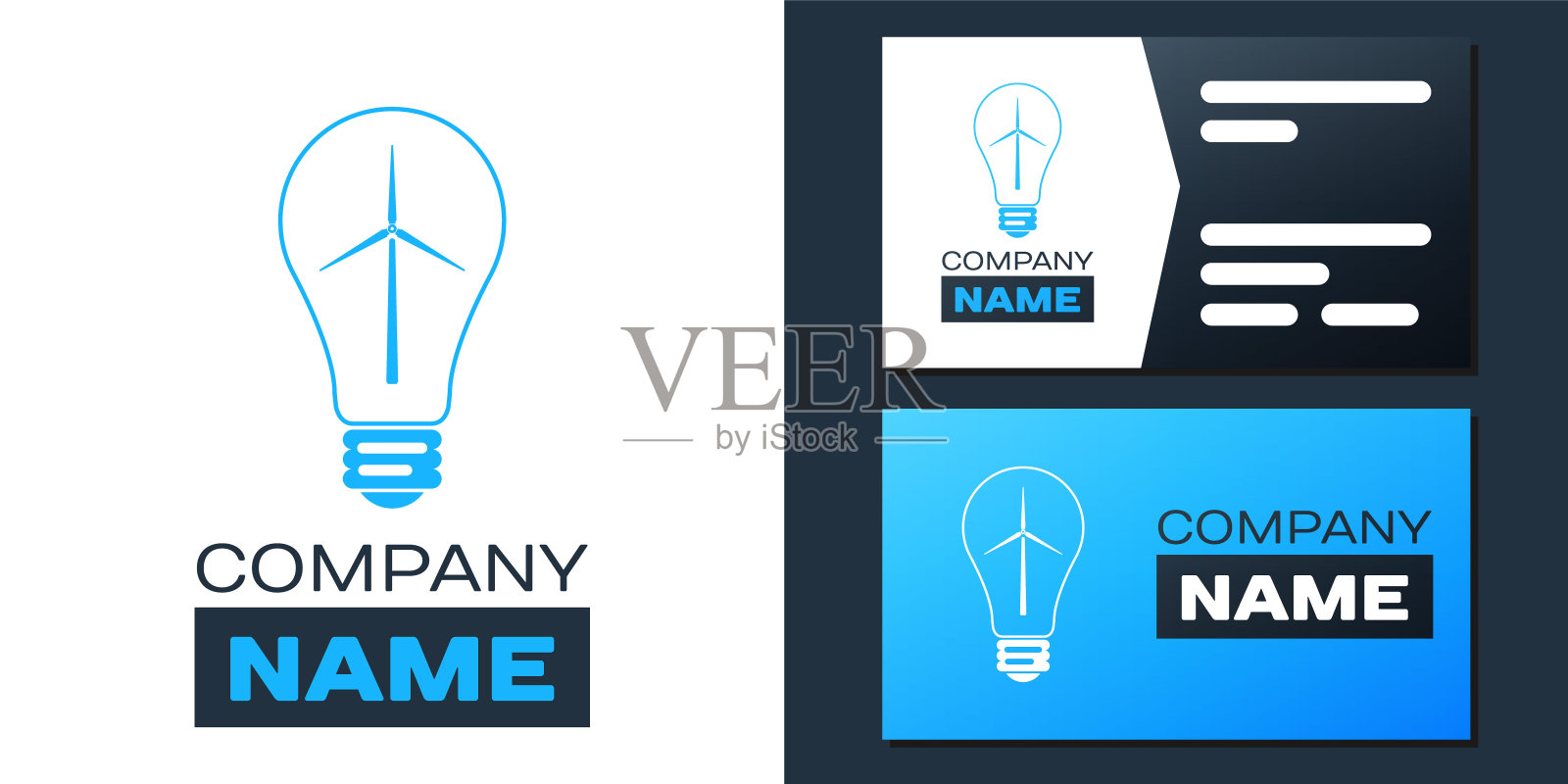 白色背景上孤立的环保能源图标，灯泡与风力涡轮机作为环保能源的想法。替代能源的概念。标志设计模板元素。向量插画图片素材