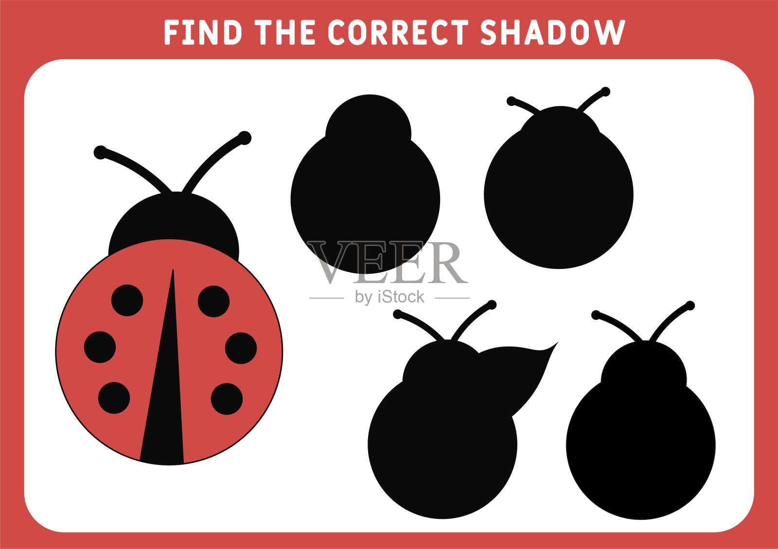 找到正确的影子，为孩子教育游戏。插画图片素材