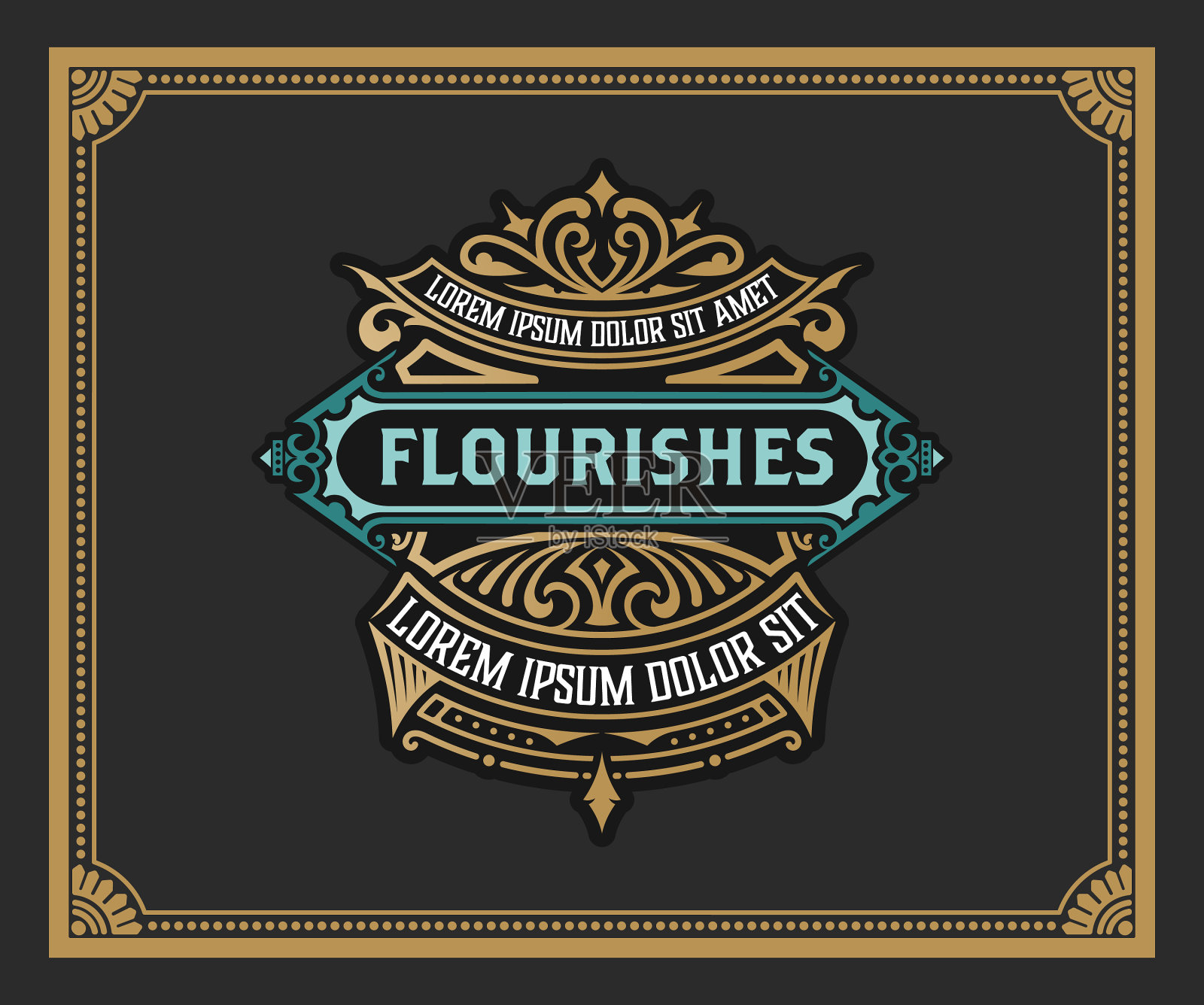 复古标志或横幅布局与装饰插画图片素材