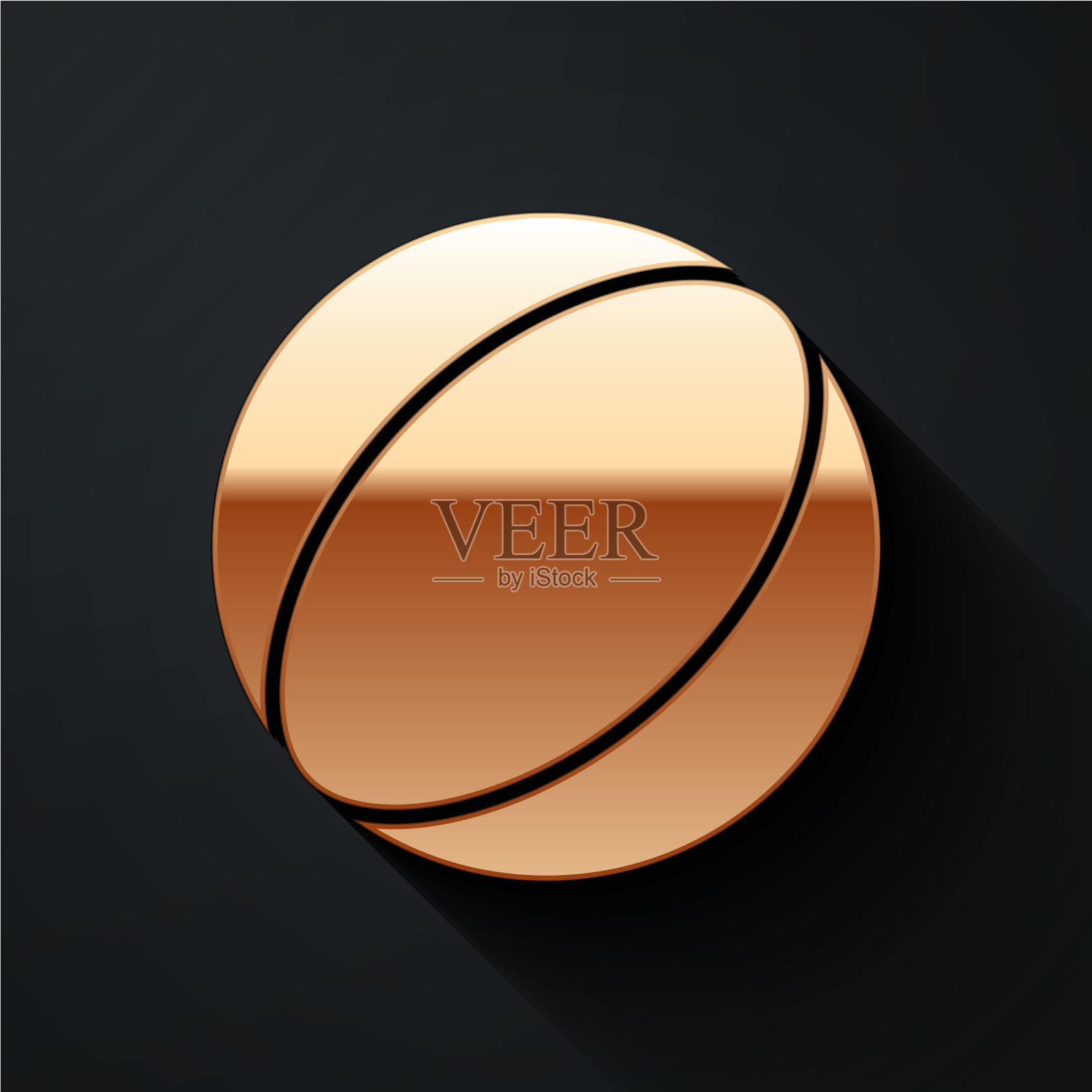 金色沙滩球图标孤立在黑色背景图标素材