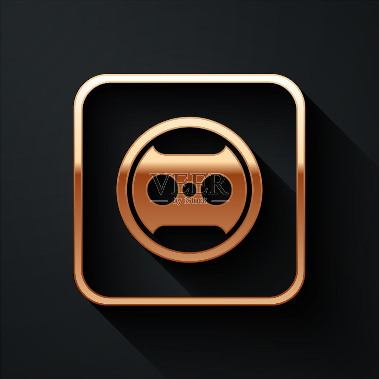 金色电源插座图标隔离在黑色上图标素材