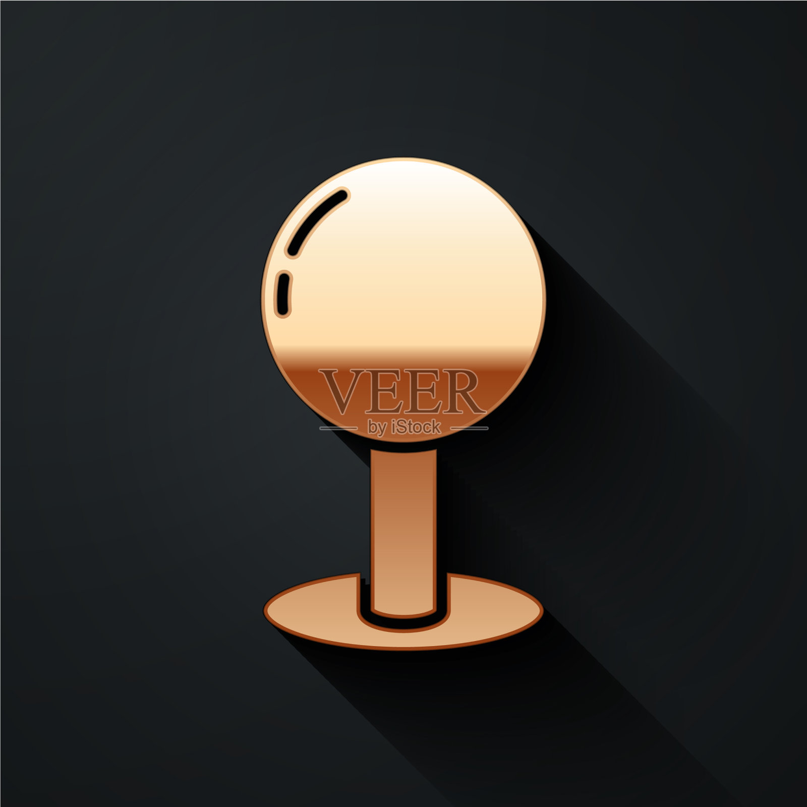 金色推针图标孤立在黑色背景图标素材