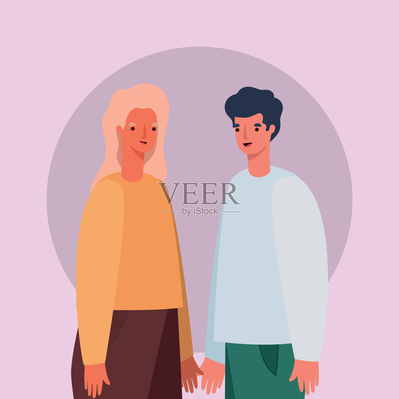 女人和男人的头像设计插画图片素材