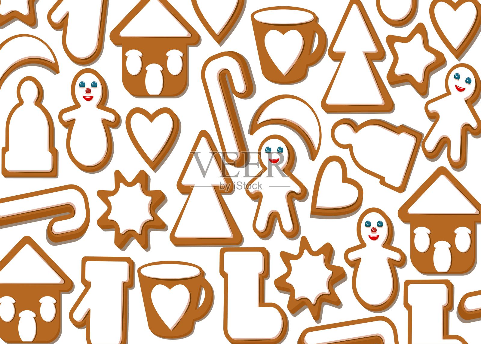 带糖霜的饼干。节日的纹理。插画图片素材