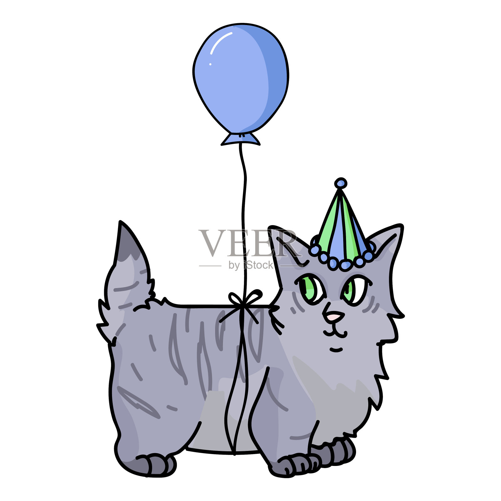 可爱的卡通芒奇金猫与派对帽子设计元素图片