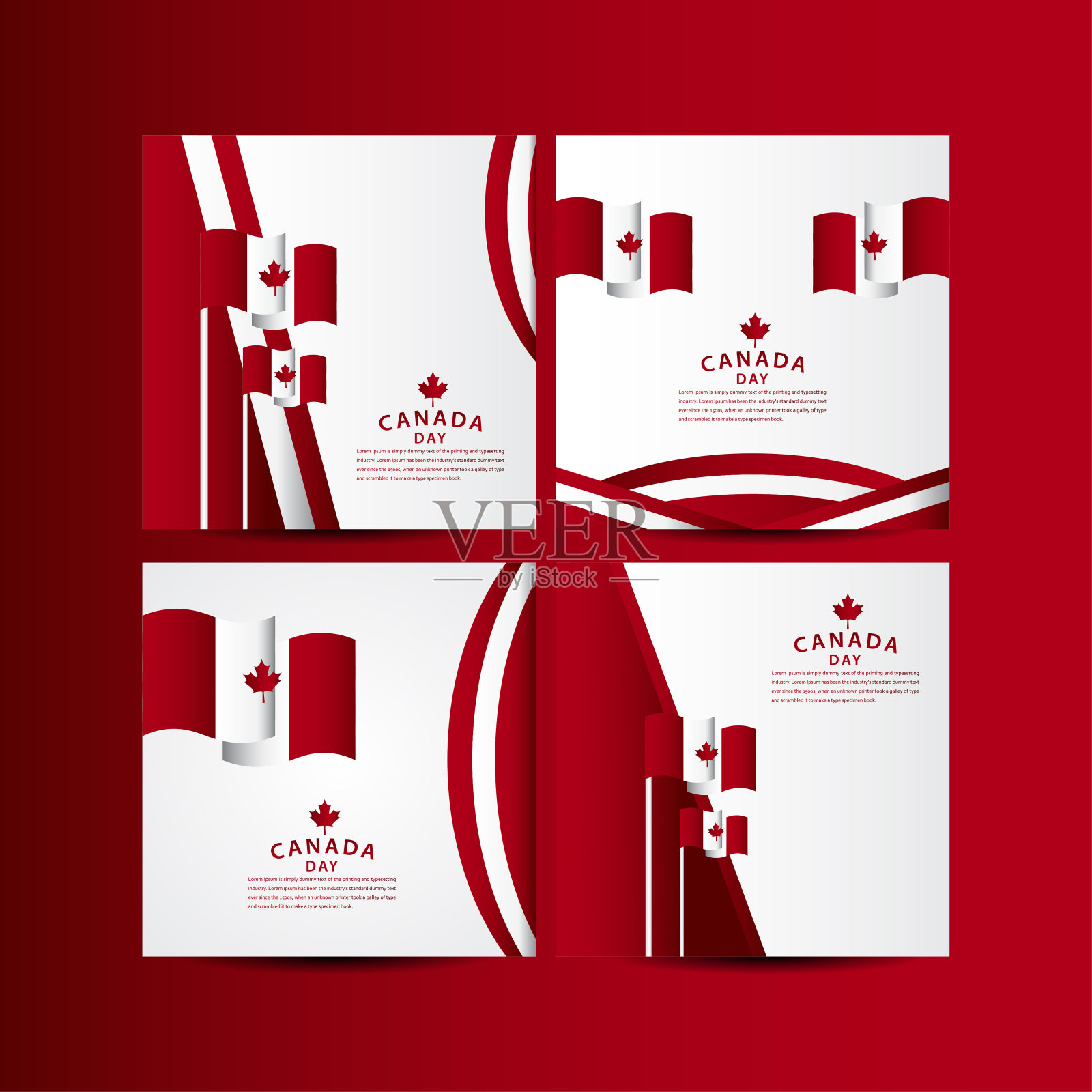 快乐加拿大日庆祝矢量模板设计插图插画图片素材