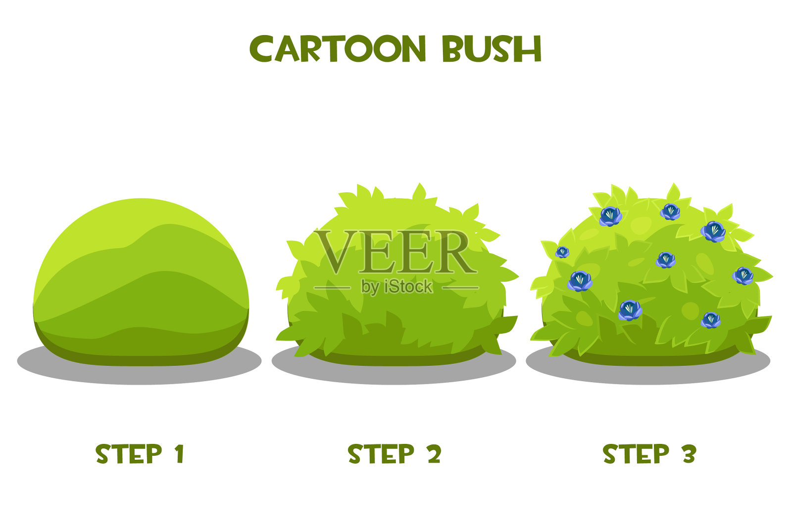 画一步一步的开花灌木插画图片素材