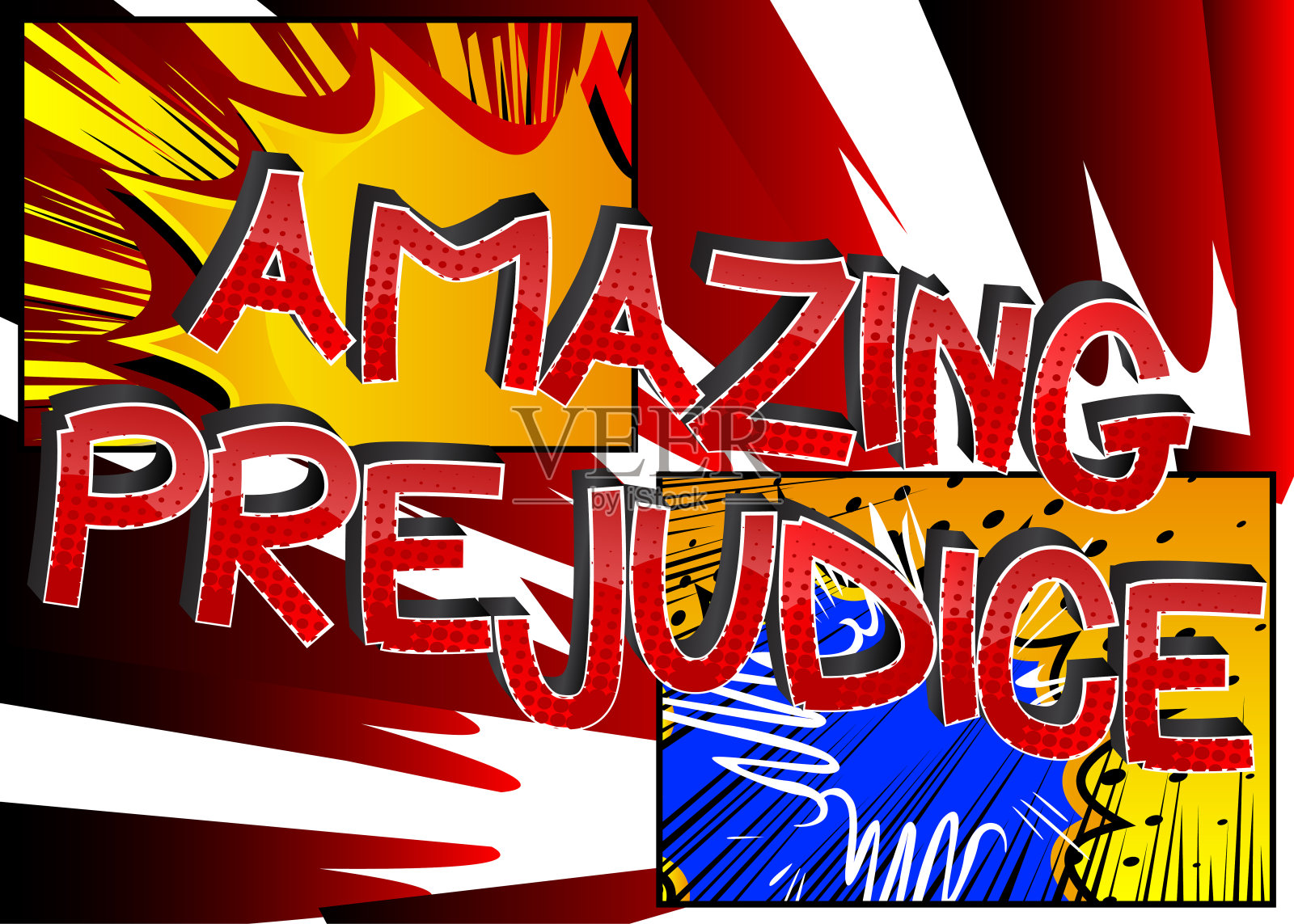 神奇的偏见漫画书风格的卡通词语插画图片素材