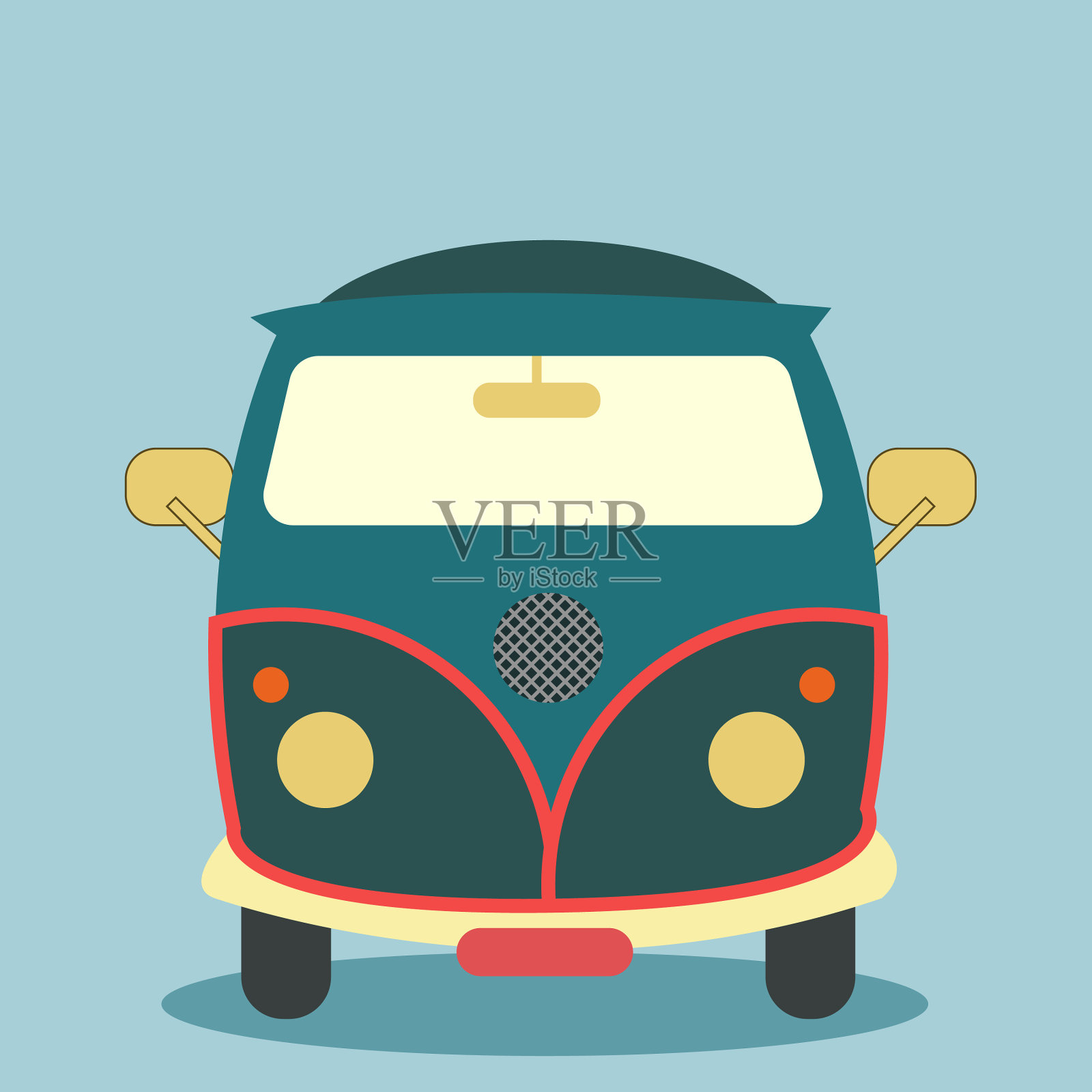 白色背景上的嬉皮士车插画图片素材