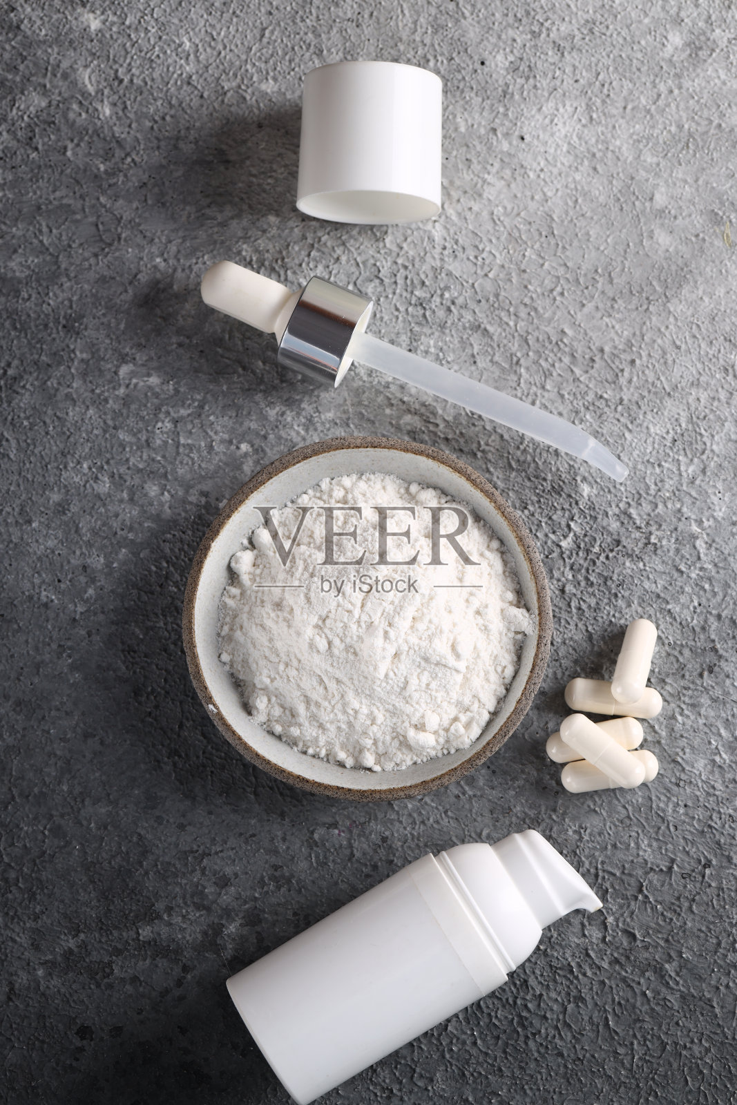 胶原蛋白粉、胶囊照片摄影图片