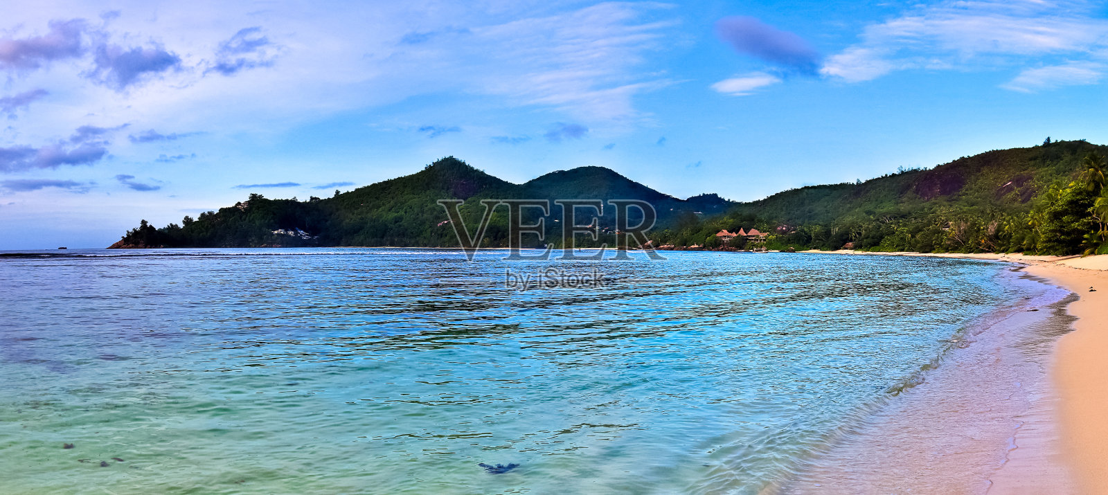 令人惊叹的高分辨率海滩全景拍摄在天堂群岛塞舌尔照片摄影图片