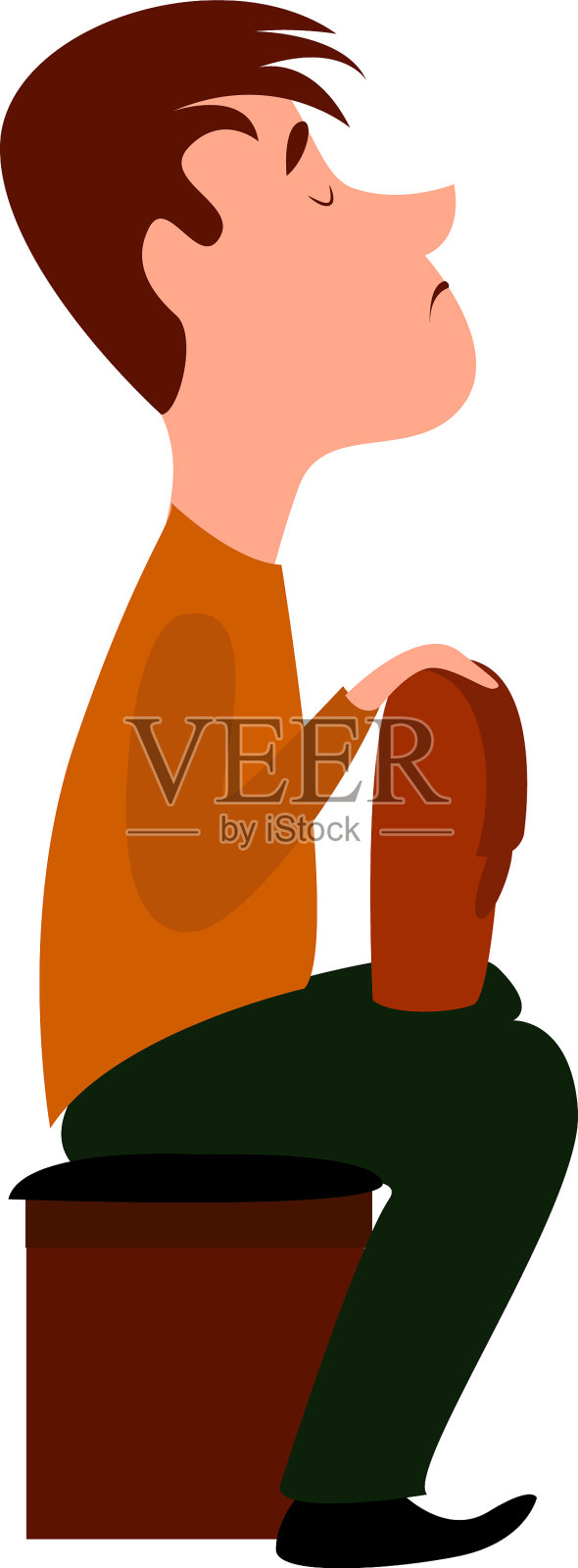 白人背景上的年轻人插画图片素材