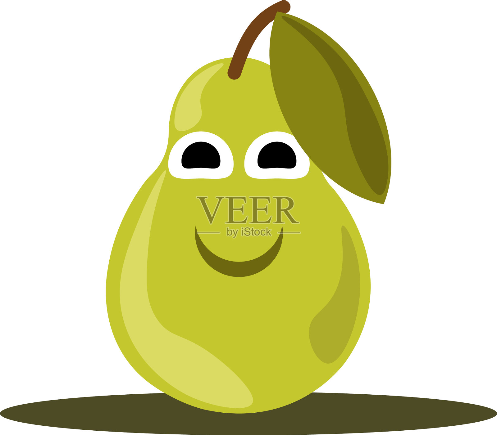 可爱的梨子在白色的背景设计元素图片