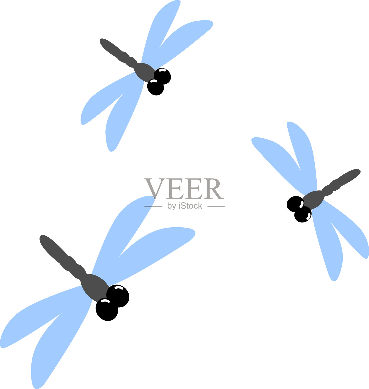 白底上的蜻蜓插画图片素材