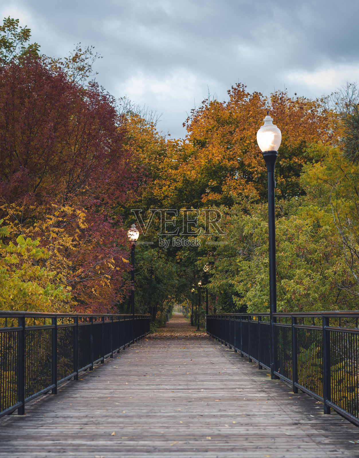 铁路沿线的街灯照片摄影图片