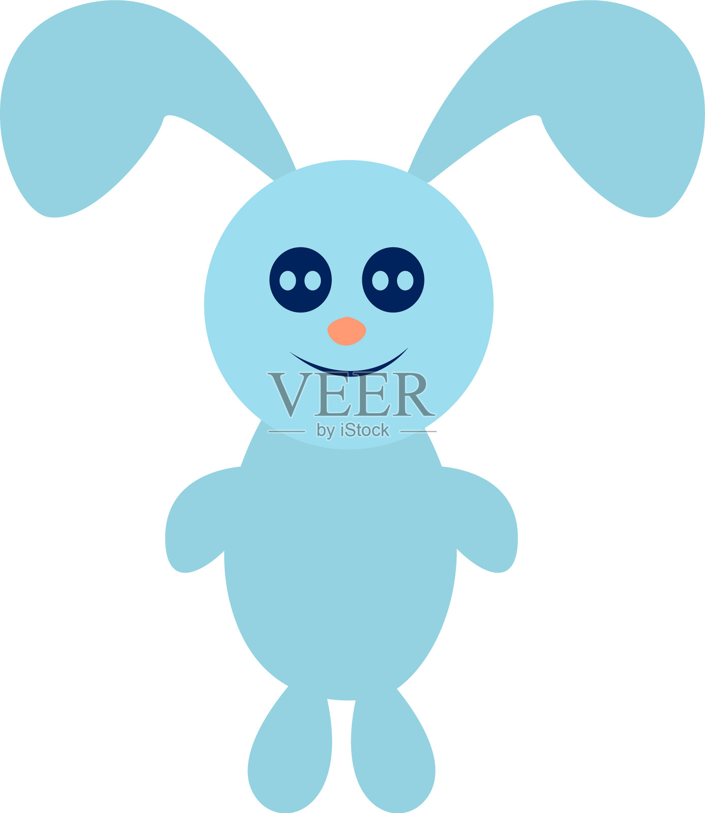 蓝色的兔子玩具在白色的背景设计元素图片