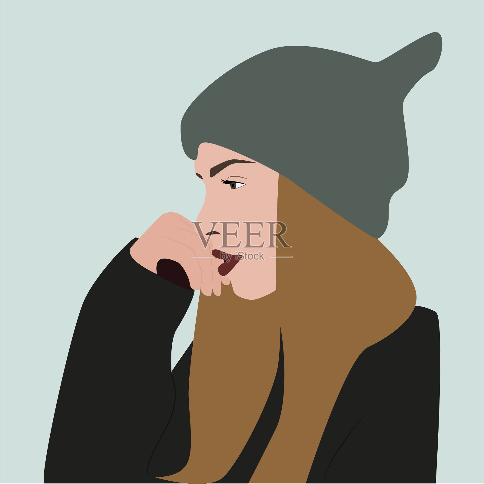 白色背景上戴着冬季帽子的女孩设计元素图片