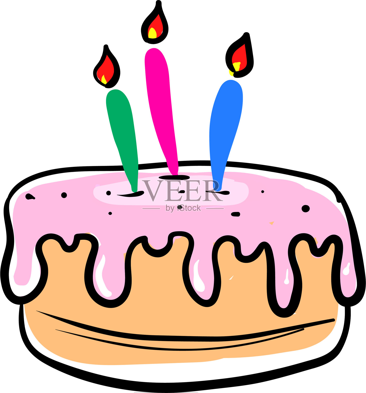 白色背景上的粉色生日蛋糕设计元素图片