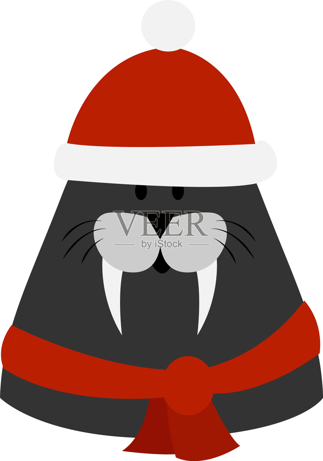 毛皮海豹与帽子在白色背景设计元素图片