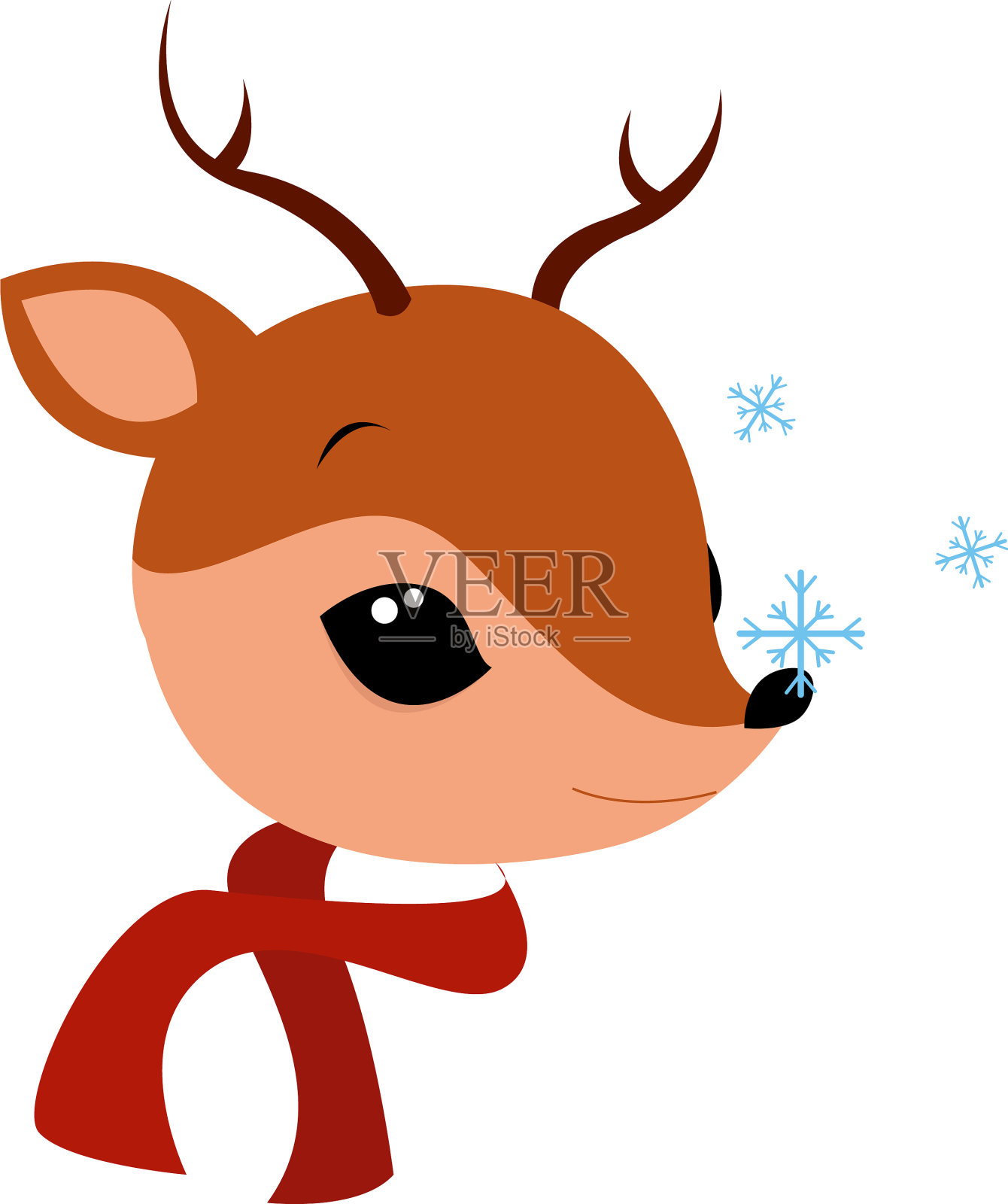 白色背景上有雪花的鹿设计元素图片