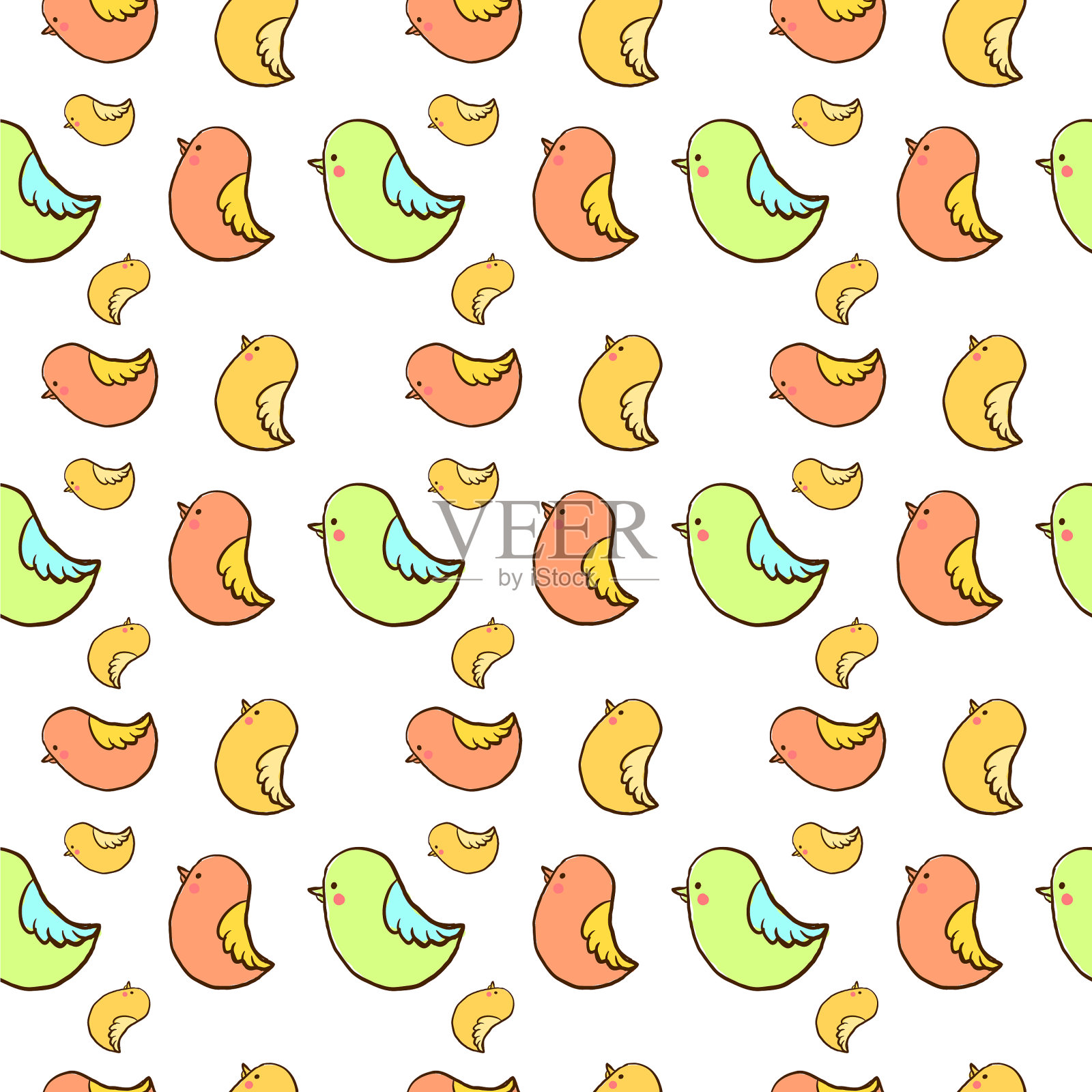 白色背景上的鸟墙纸插画图片素材