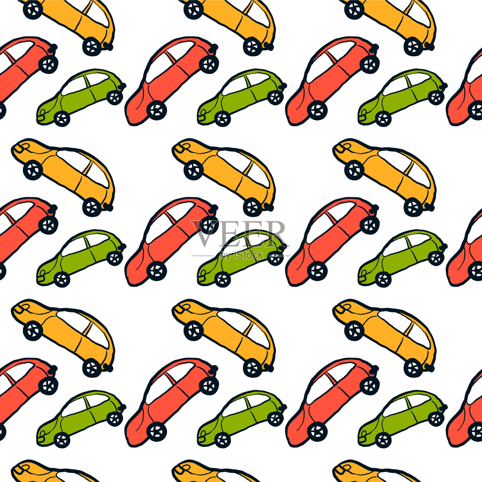 白色背景上的汽车图案插画图片素材