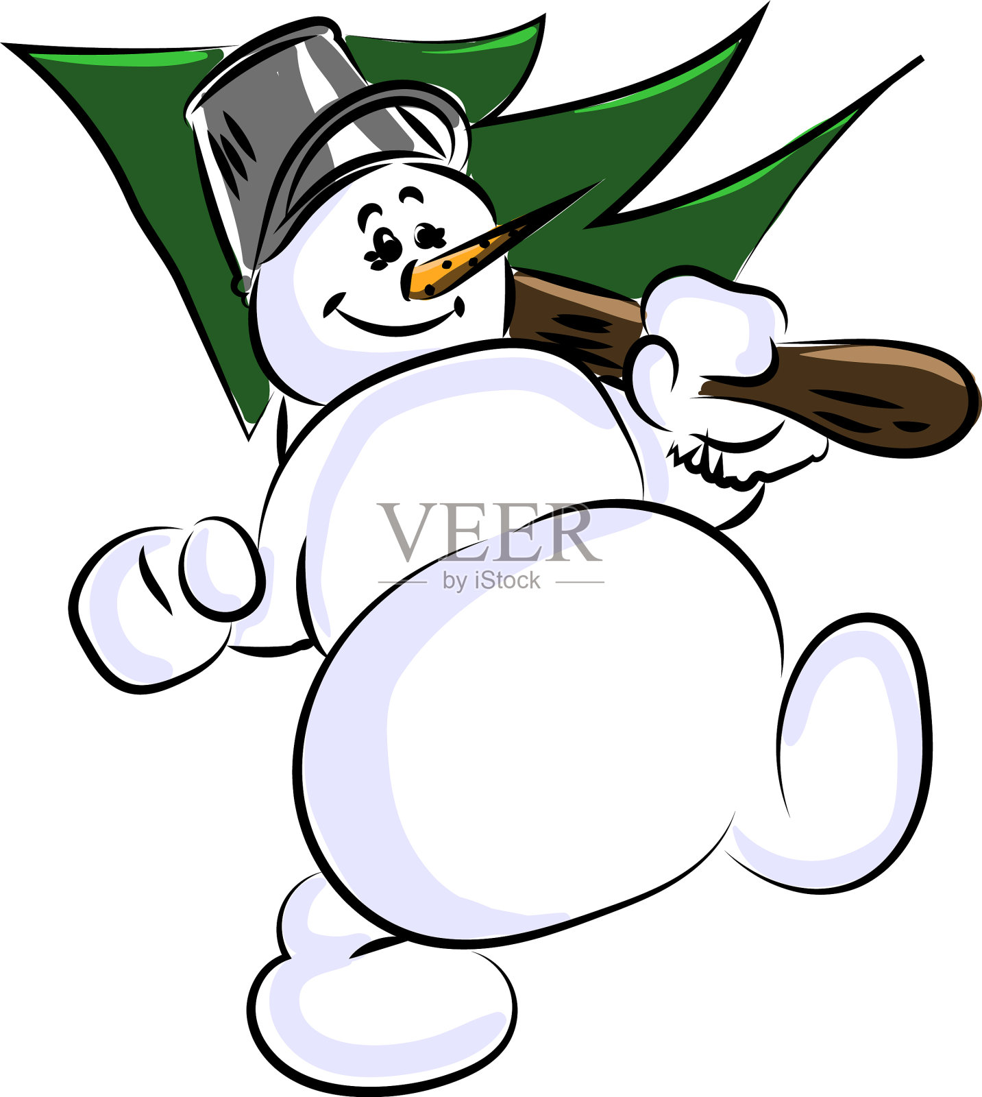 白色背景上有树的雪人设计元素图片