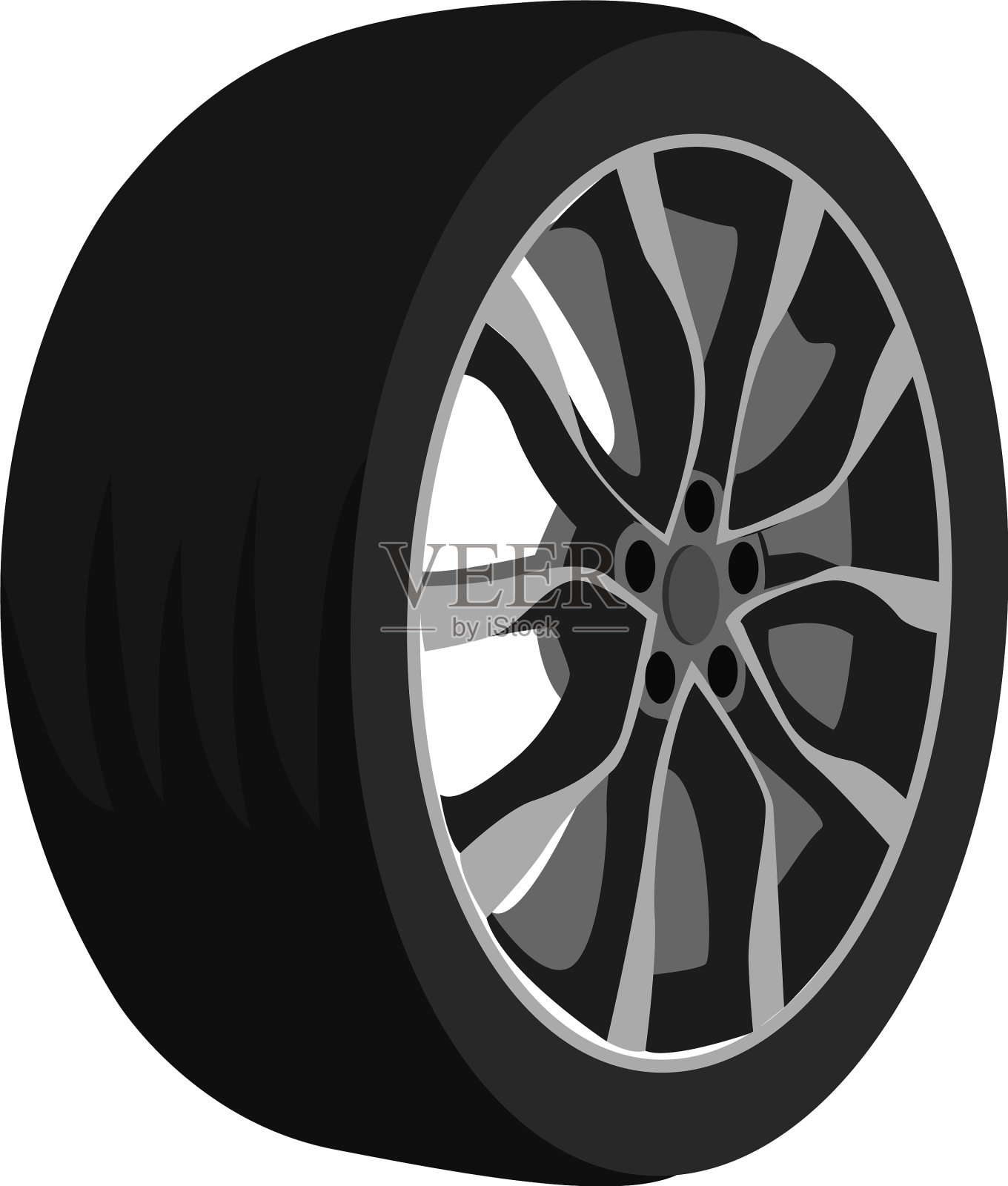 白色背景上的汽车轮胎设计元素图片